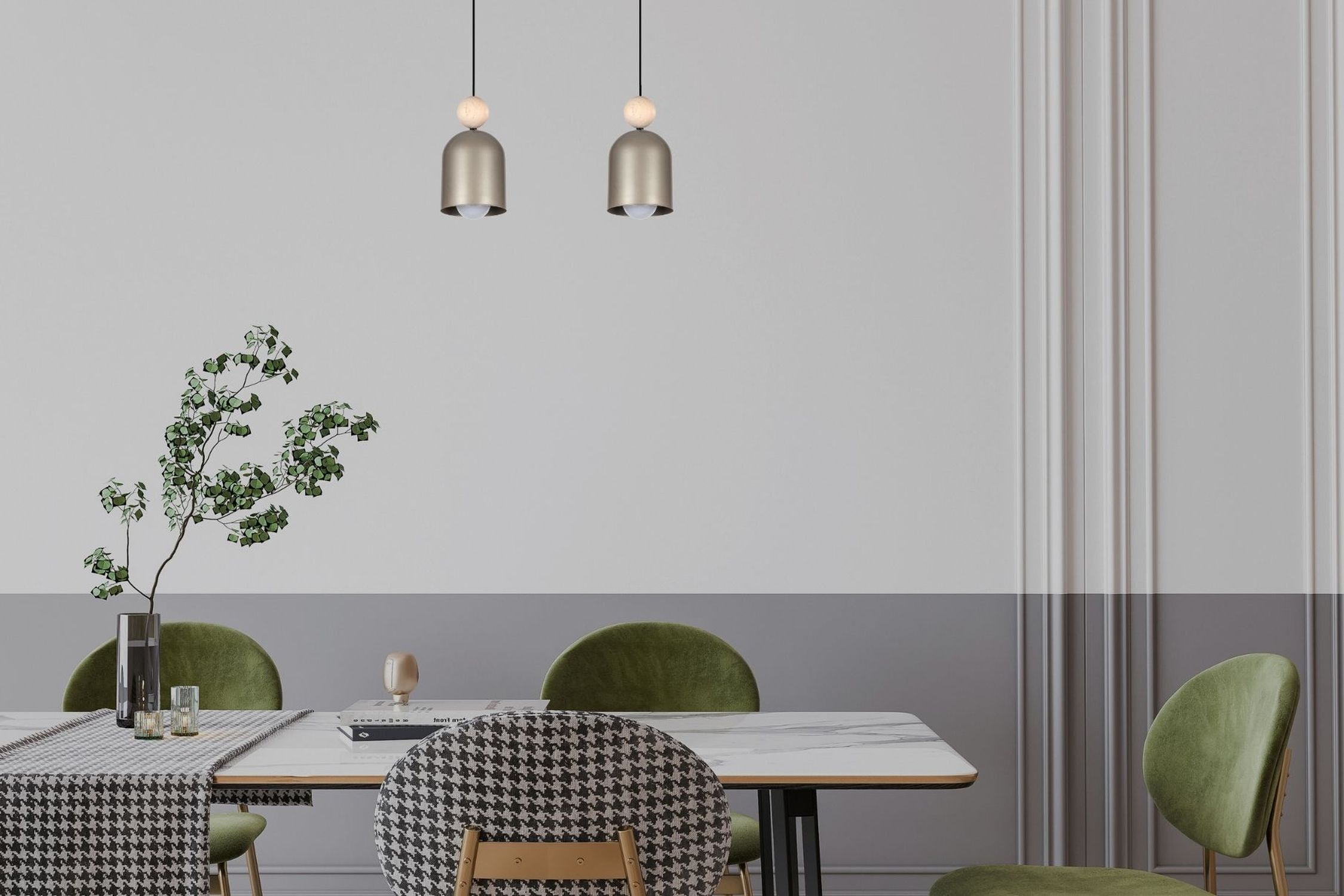 Gemütliche Hängelampe Champagner Metall Holz E27 46 cm Speisesaal, Esstisch, Tisch, Innenarchitektur, Tischplatte