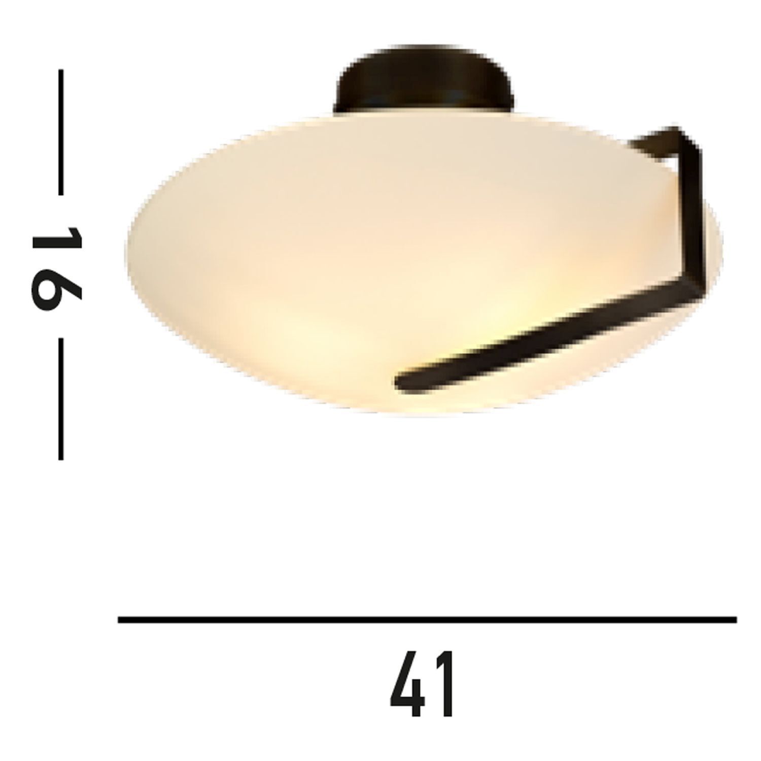 Deckenlampe Glas Metall E27 Ø40,5 cm rund Schwarz Weiß