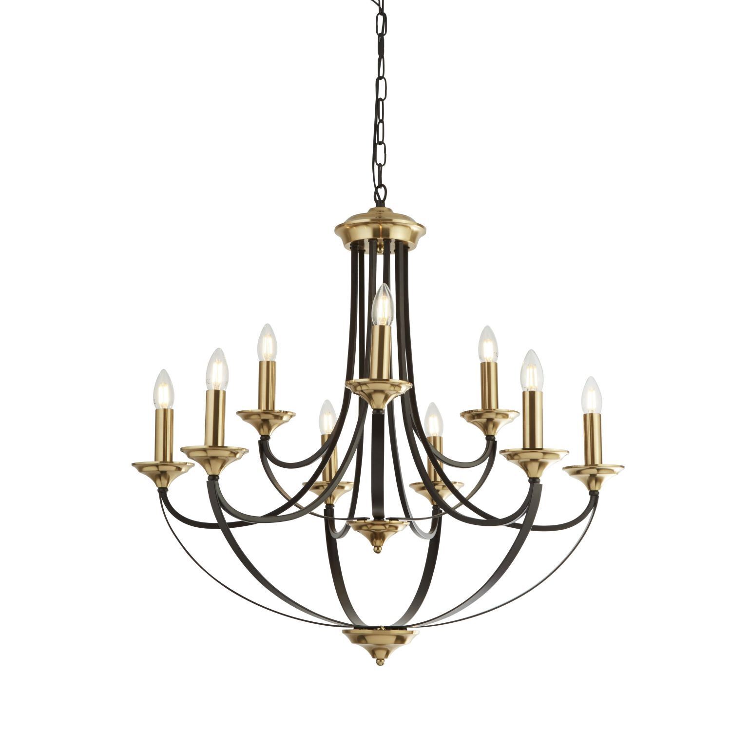 Lustre métal Ø 78 cm 9 flammes E14 en bronze JORGE