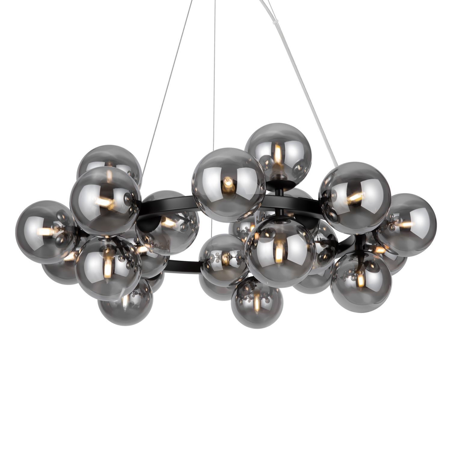 Hängelampe Metall Rauchglas G9 69 cm breit Kugel Schirm