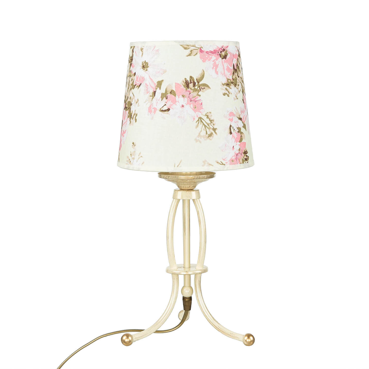 Tischleuchte CRINE Shabby Chic 42cm Blumen Lampe, Lampenschirm, Tischlampe