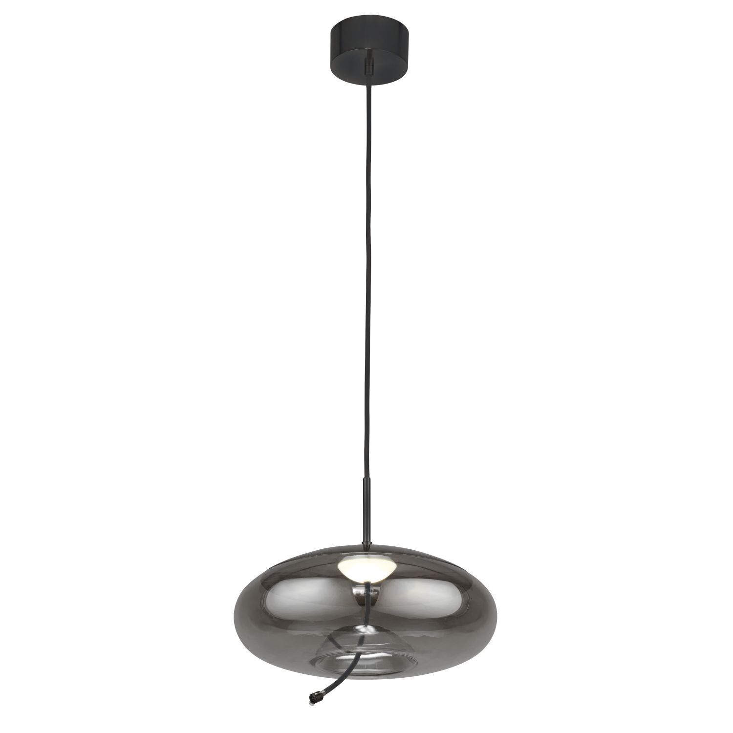 Lampe LED à suspendre verre fumé Ø 31 cm rond gris noir 2700 K