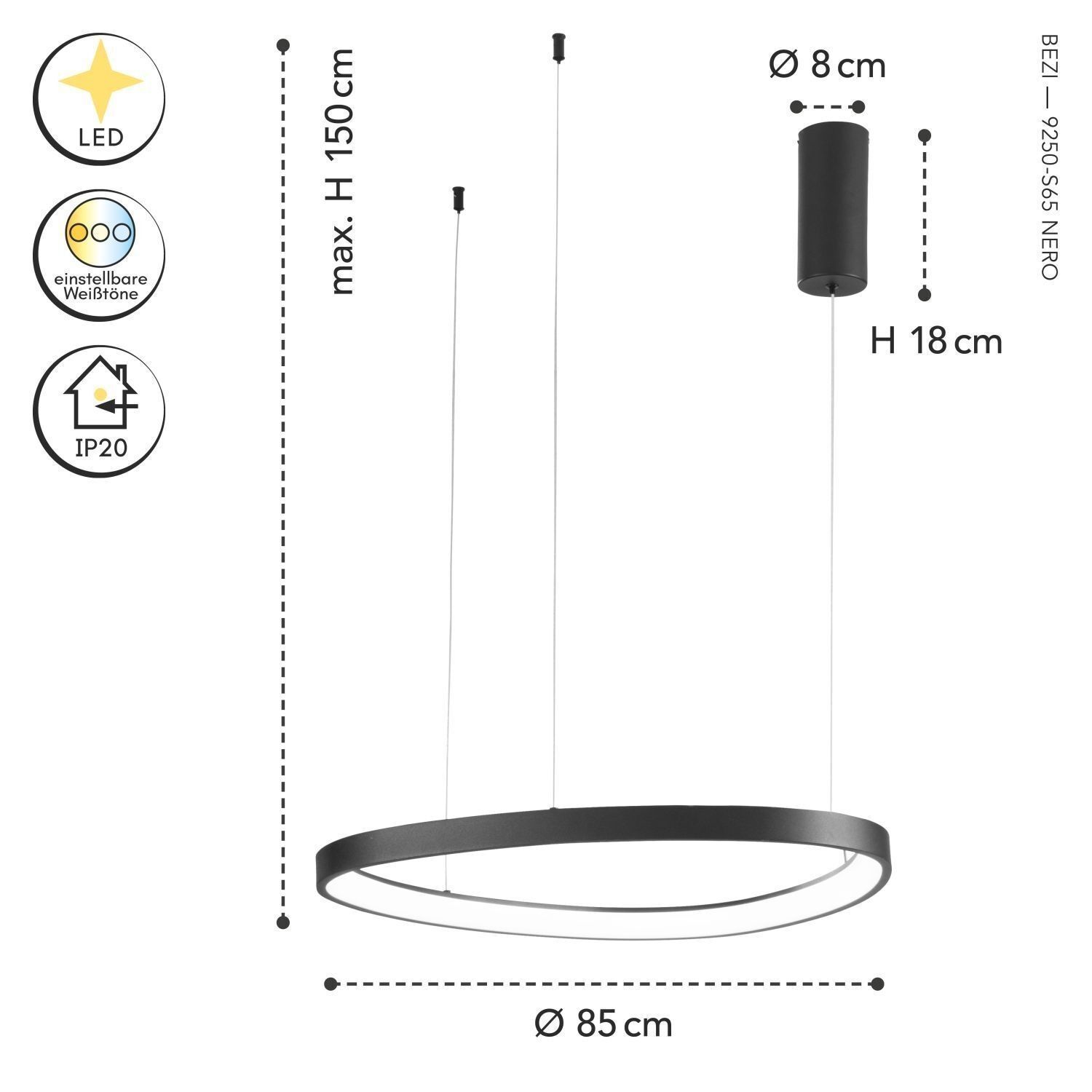 2b221e3eb9954ad88cc6dc5ad3895383 Leuchte, Hängeleuchte, Ringform, LED, Ø85cm