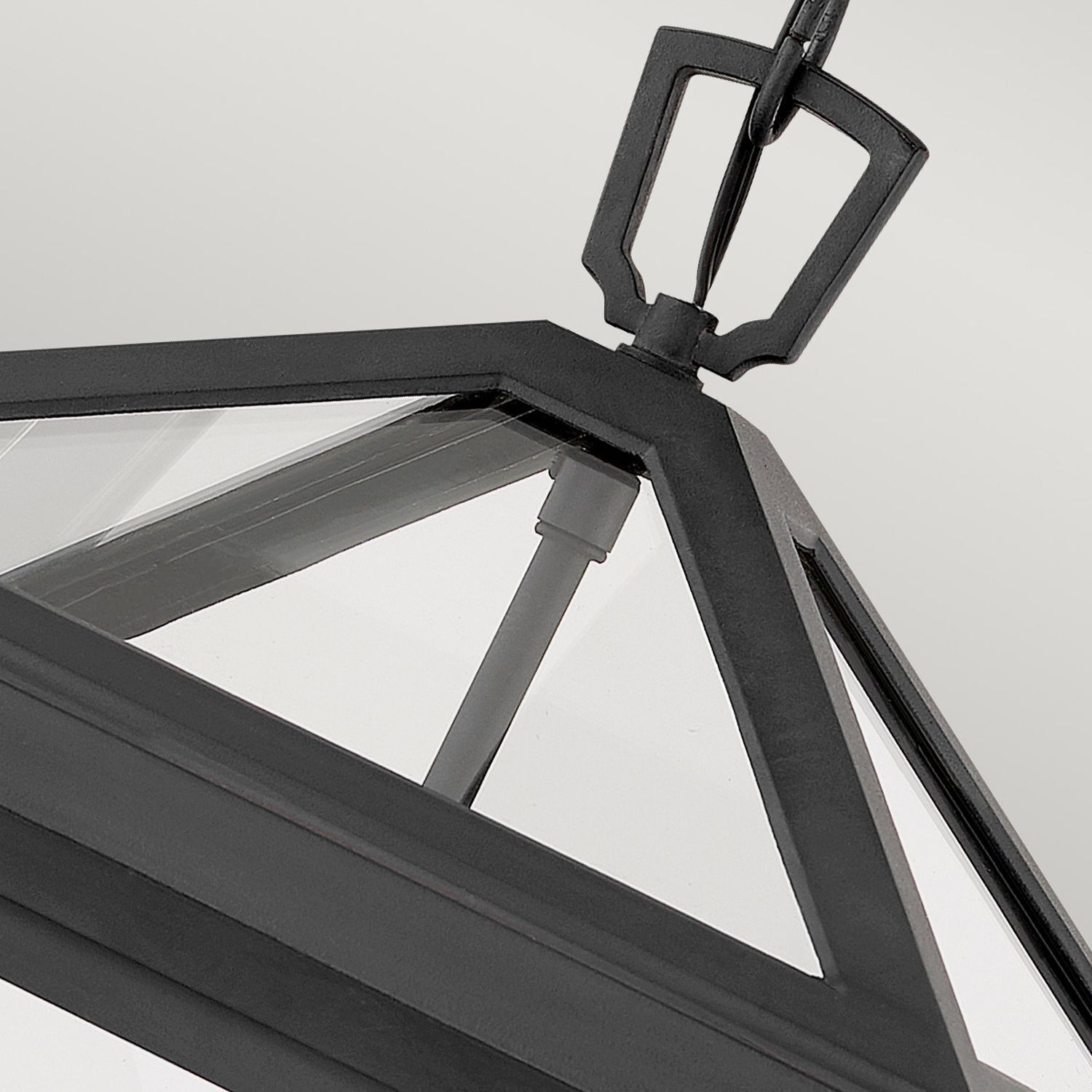 Lampe à suspendre extérieure noire 30,5 cm de large IP44 E14 Alu Verre Dreieck, Fenster