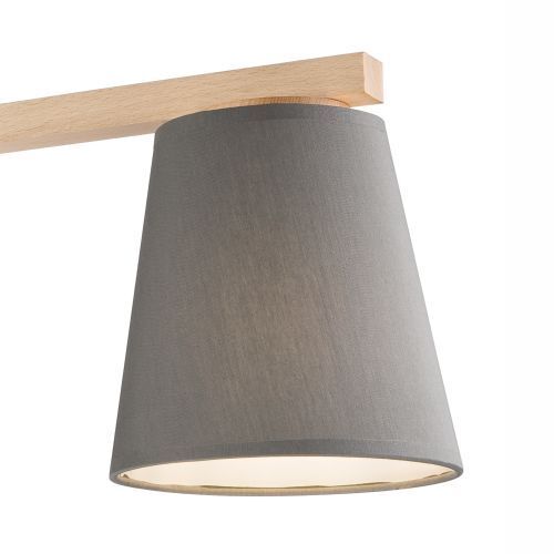 Deckenleuchte Grau Holz Stoff Metall Wohnzimmer