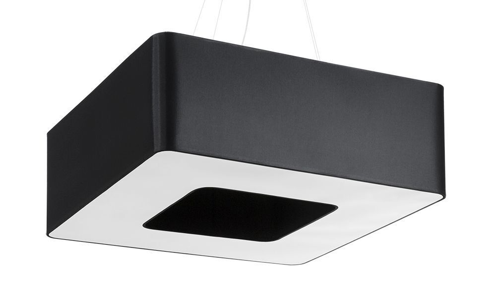 Hängelampe eckig B: 60 cm Schwarz blendarm Stoff 8x E27