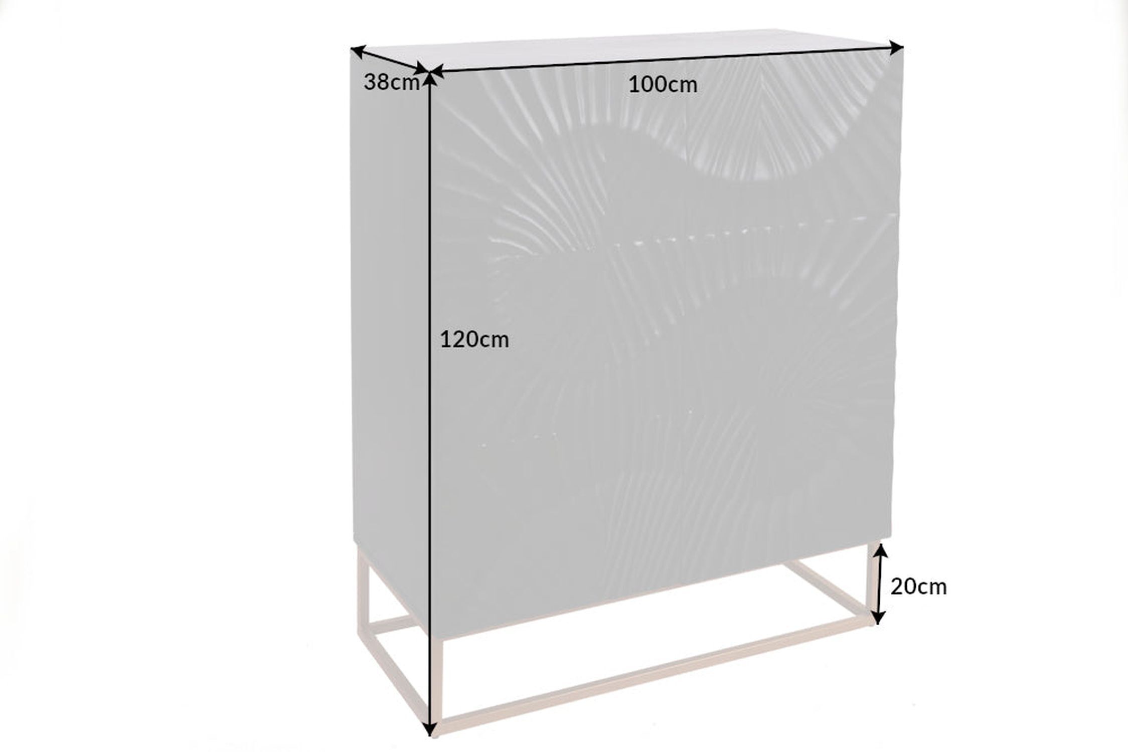 Highboard Schwarz Gold 100 x 120 cm Handarbeit Holz Metall Highboard Schwarz Gold 100 x 120 cm Handarbeit Holz Metall