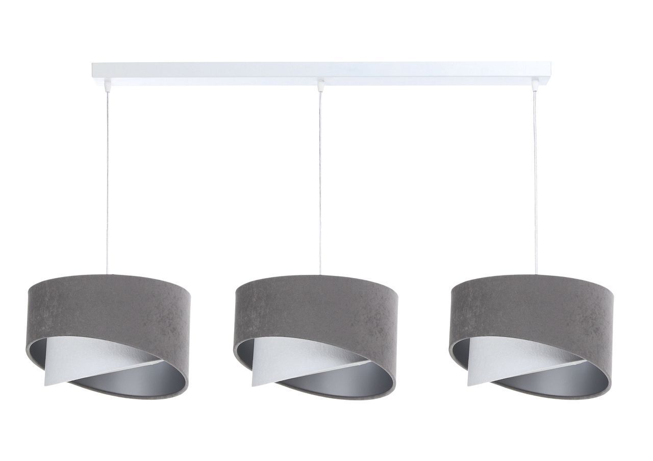 Suspension Blanc Gris Argent E27 Tissu 3-flamme réglable