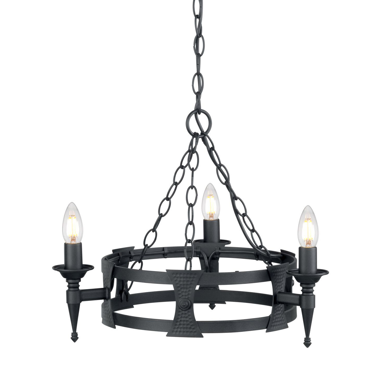 Kronleuchter CAMELOT 7 Schwarz kürzbar Lampe Ø52cm