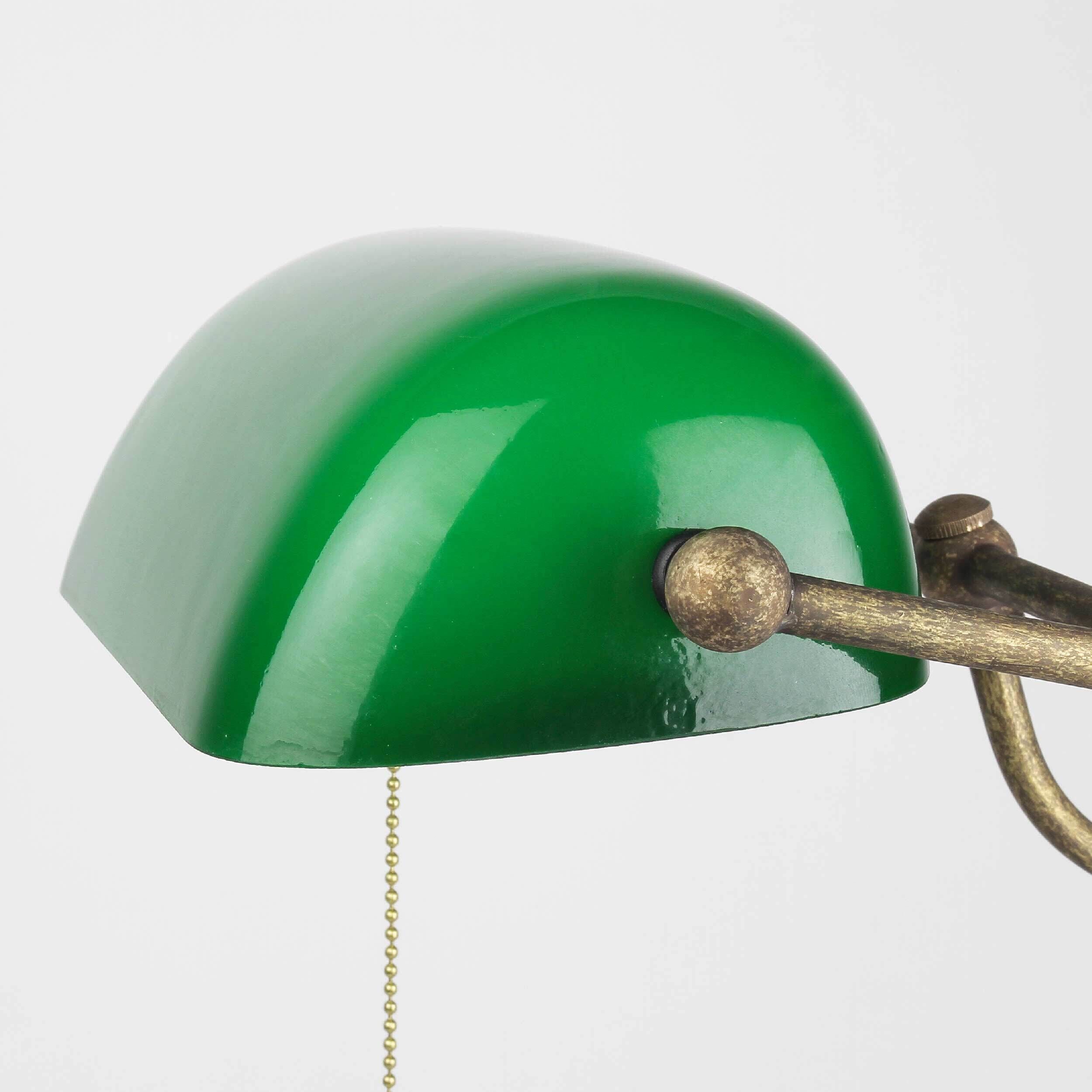 Premium Bankerlampe aus Messing in Antik Bronze Tischleuchte Lampe, Lampenschirm, Zubehör, Edelstein, Schmuck