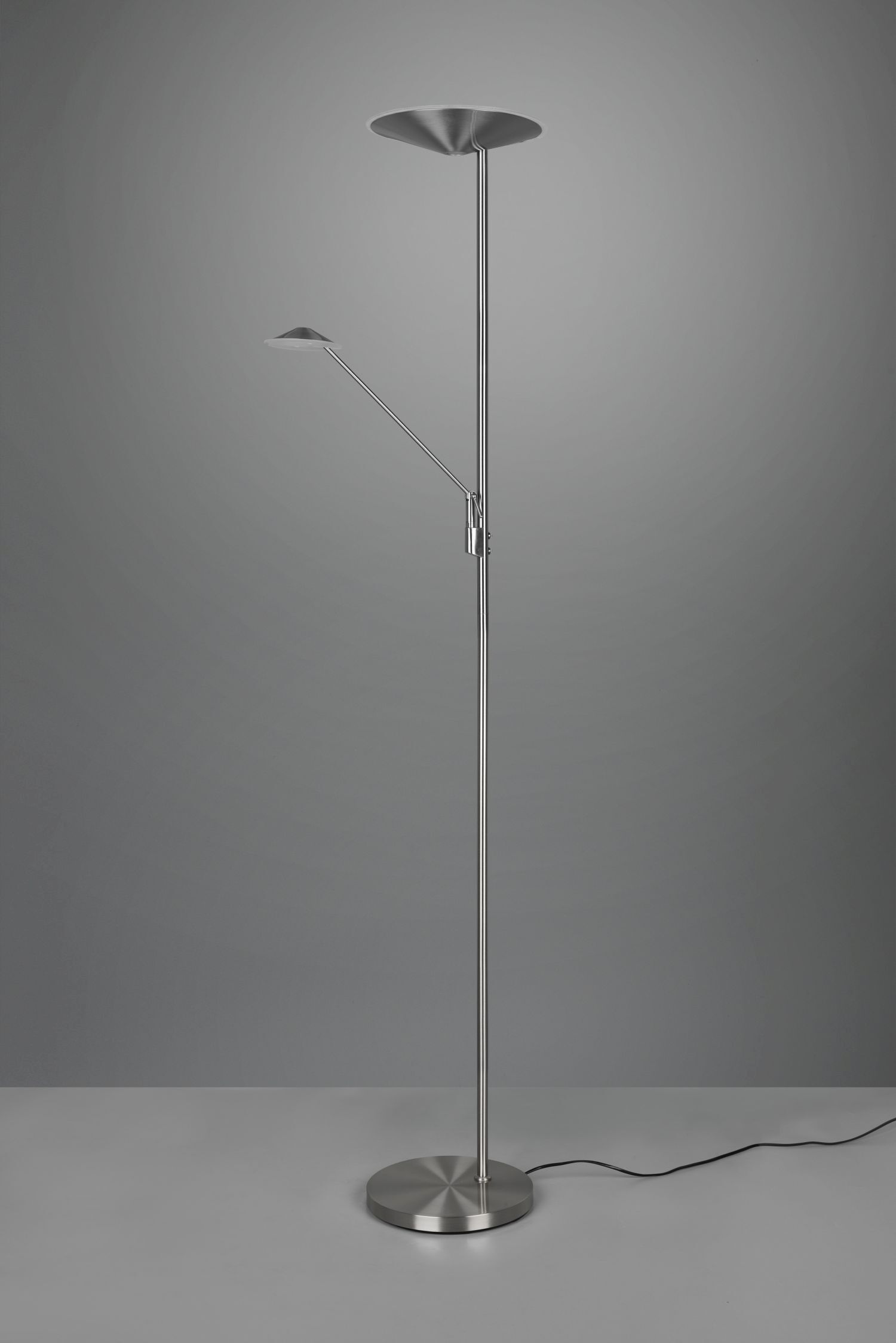 Lampadaire LED flexible à intensité variable 180 cm en nickel