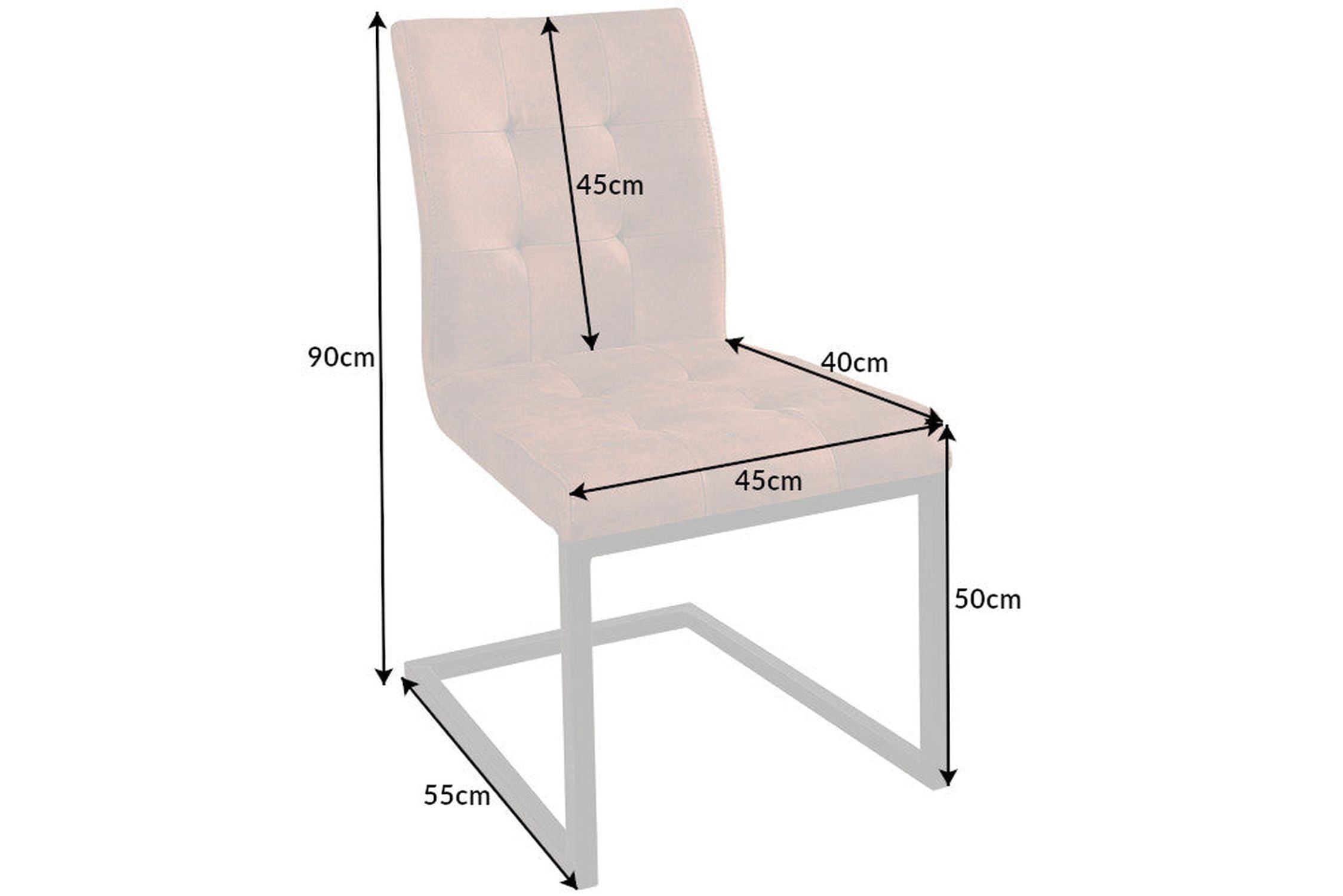 Schwingstuhl Cognac Schwarz Stoff Metall ohne Armlehne Leinwand, Stuhl, Mobiliar