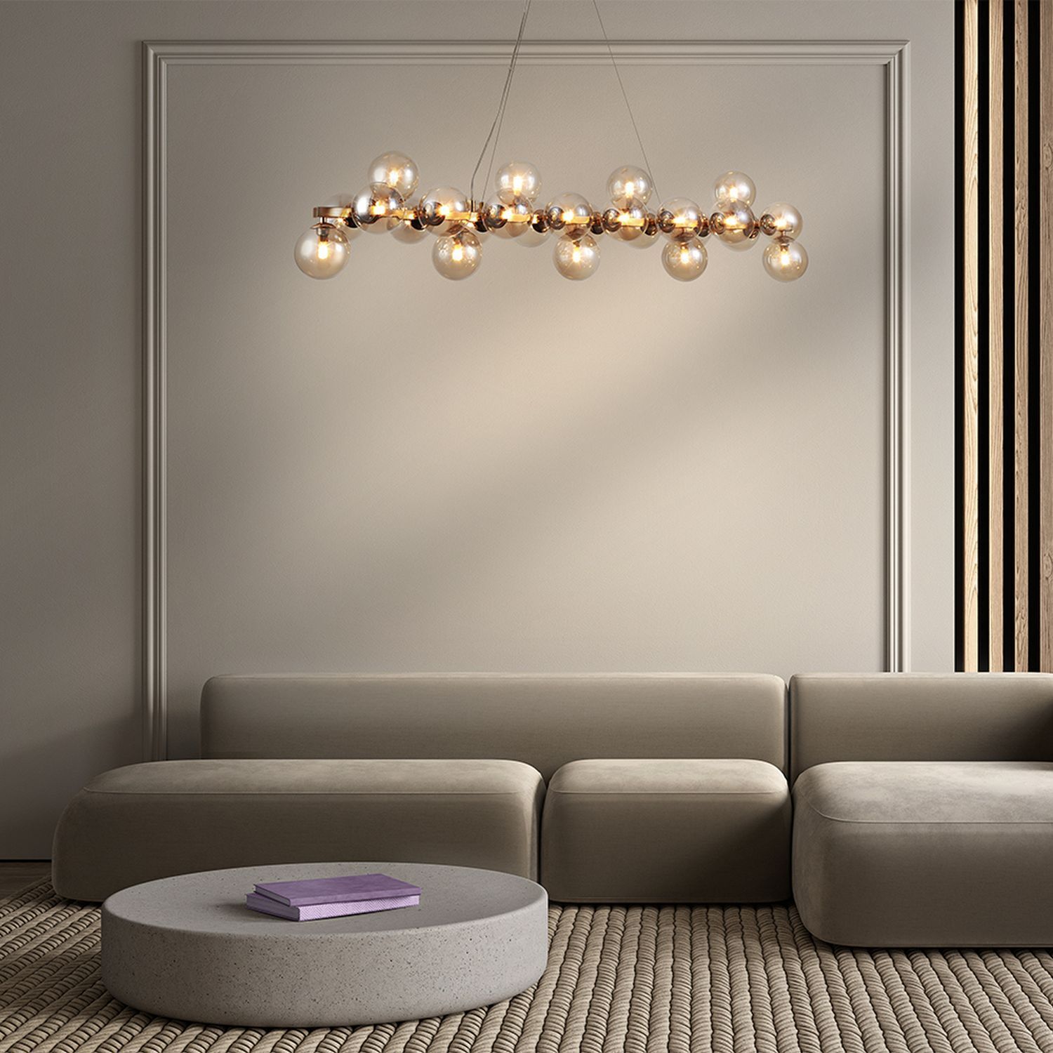 Lampe à suspendre métal verre fumé H : max. 133,9 cm G9 Moderne