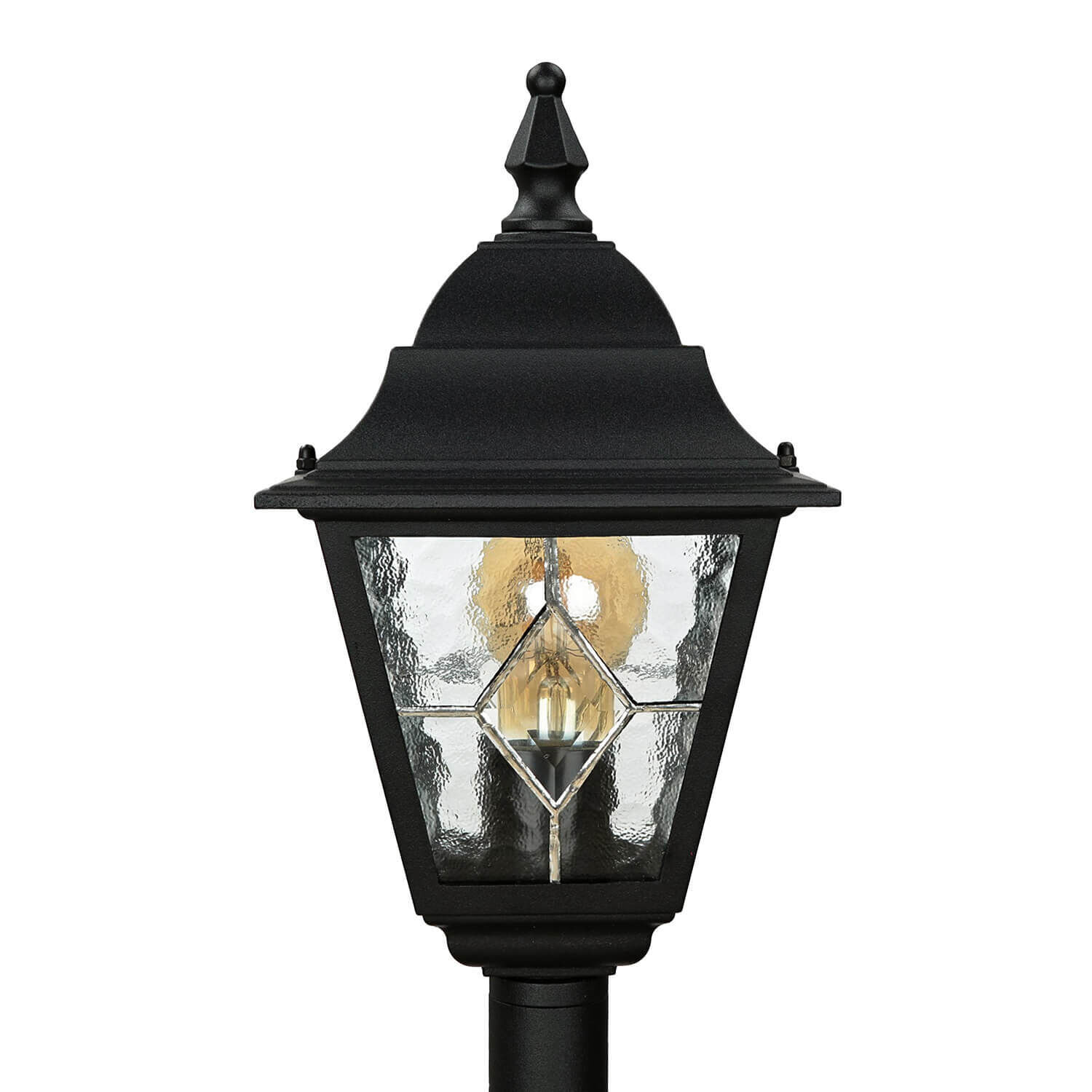 aussen-stehleuchte-wegeleuchte-leadworth-1-flammig-schwarz-rustikal-vintage-5 Laterne, Kandellaber, Lampe, Metall, Glas