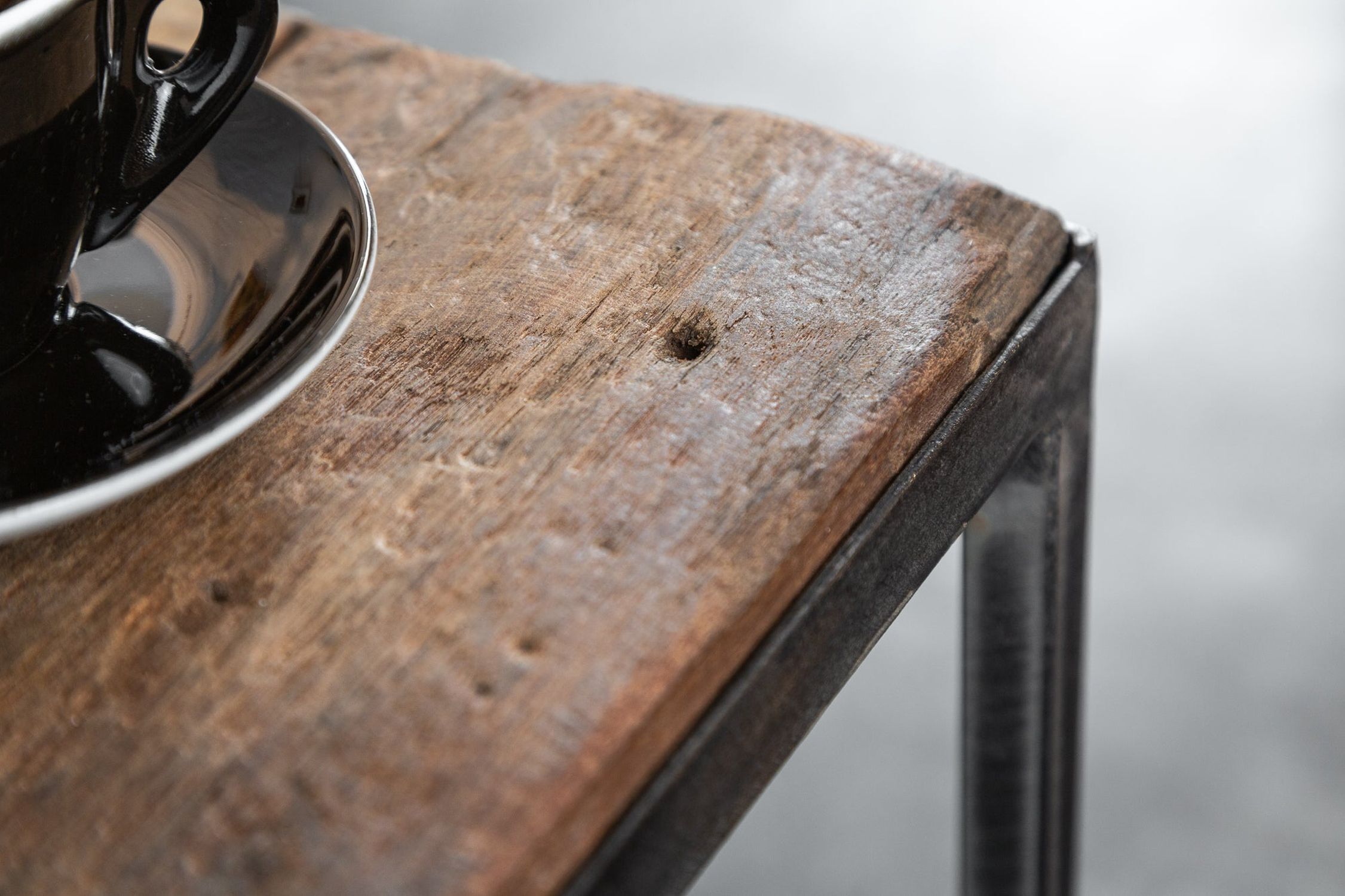 Table d'appoint Bois recyclé Métal 40x40 cm Artisanat