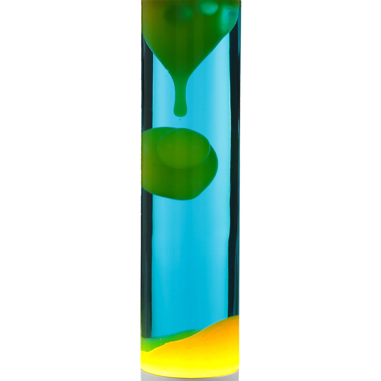 Lavalampe YVONNE Blau Gelb farbenfroh H:38cm Flasche, Glas, Töpferei, Vase