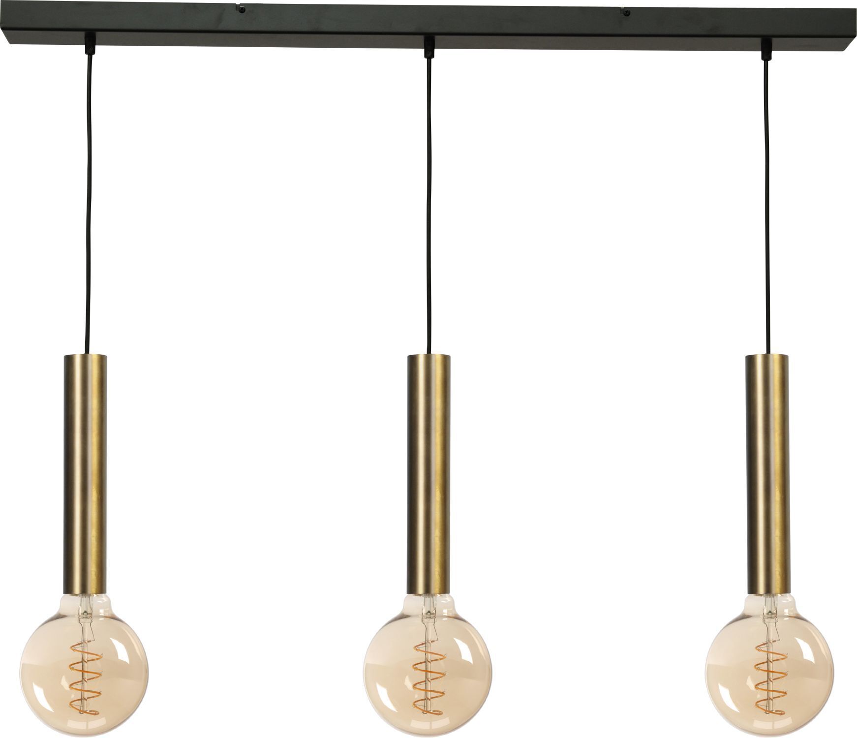 Suspension laiton noir 3 flammes métal pour E27