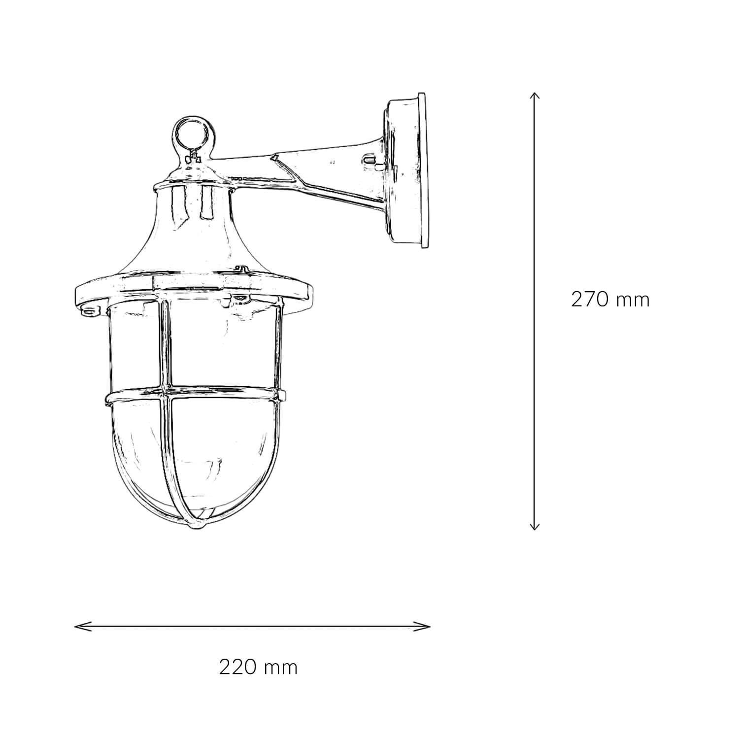 Lampe d'extérieur murale E27 IP64 en cuivre verre laiton Maritim