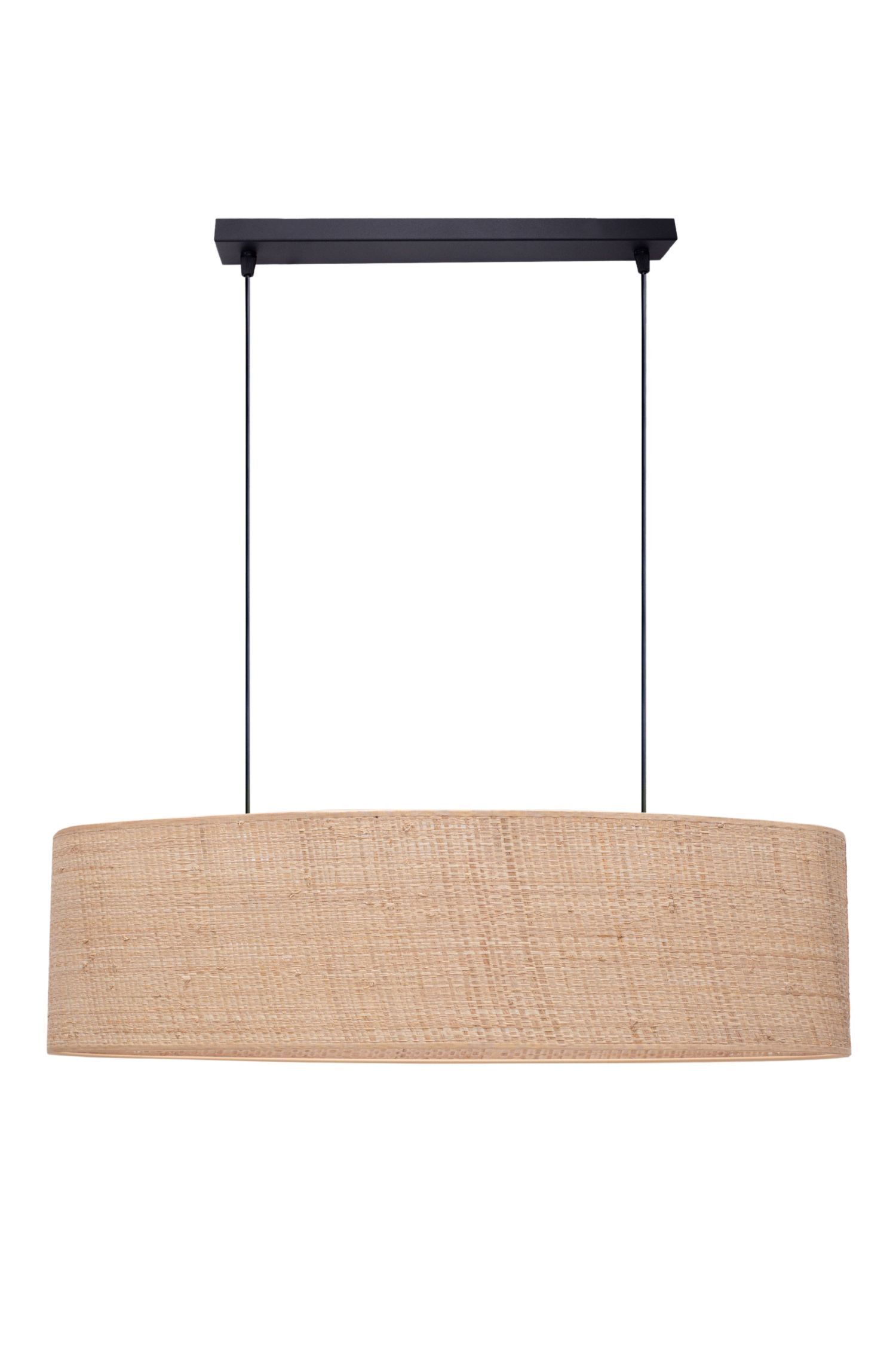 Gemütliche Hängelampe Stoff Schwarz Natur 2-flammig E27