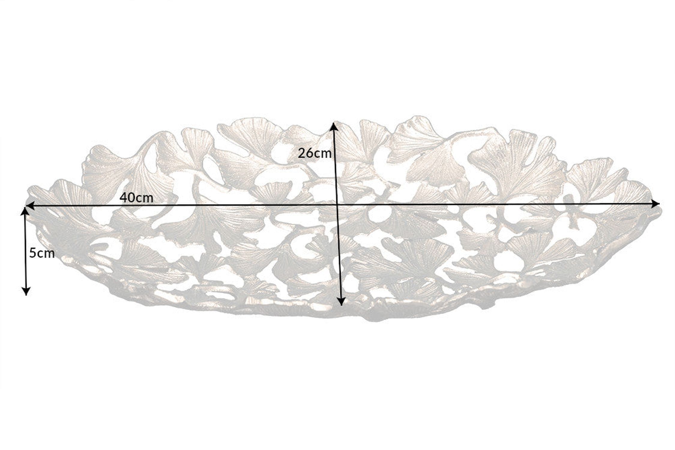 Déco bol métal fait main 40 cm de long en argent Ginko