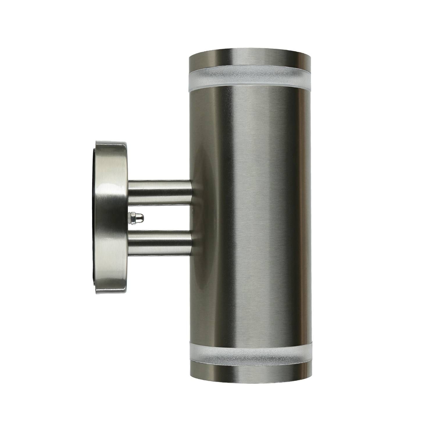 Außenwandleuchte Edelstahl GU10 IP44 H: 23 cm 2-flammig Stahl, Zylinder