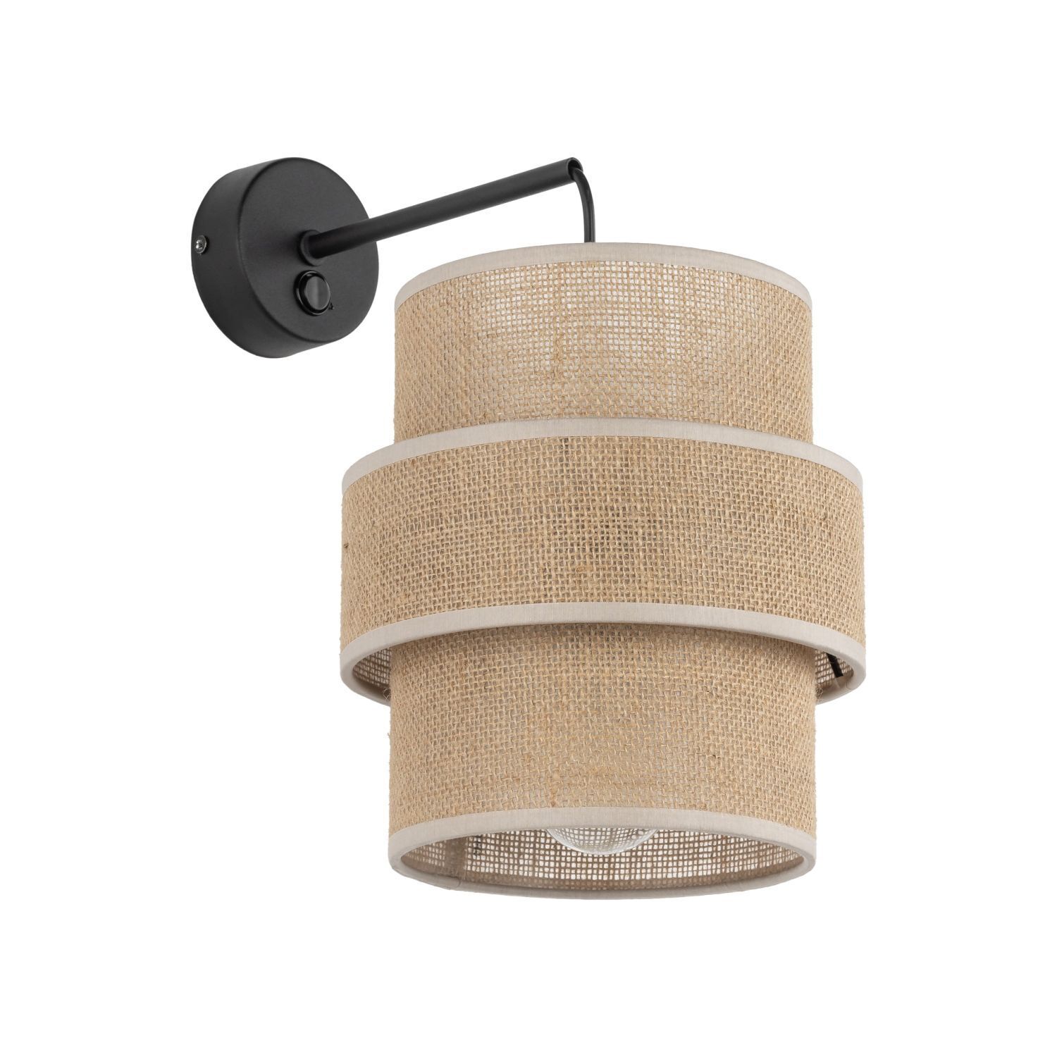 Wandlampe mit Schalter H: 33 cm Jute Metall E27 Modern