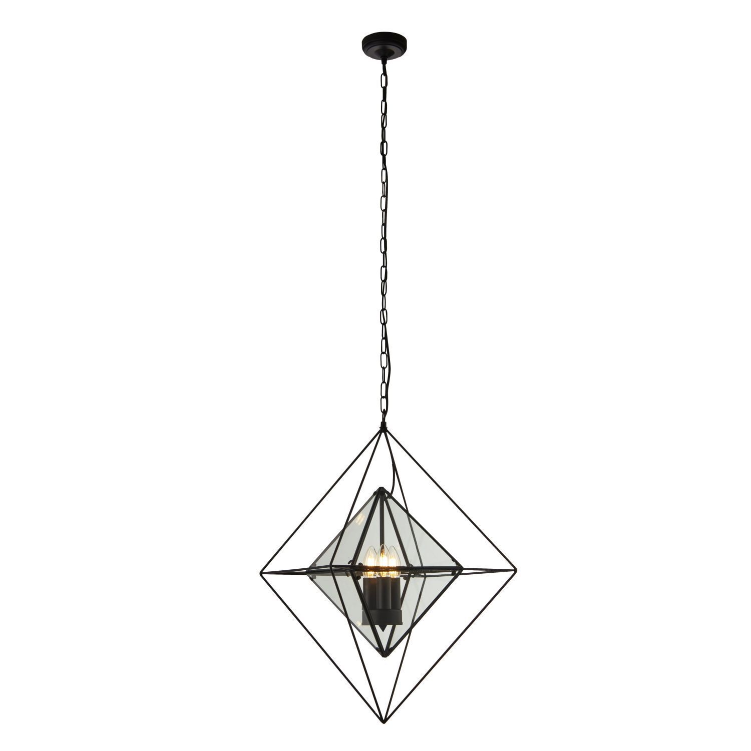Suspension métal verre L : 57 cm E27 réglable en hauteur