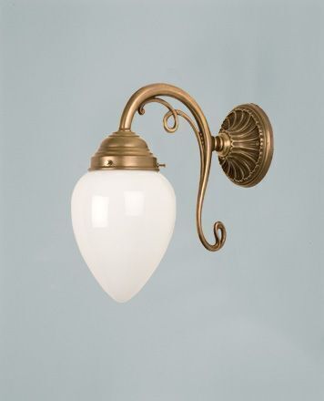 Wandlampe Berliner Messing Glas T:27 cm E27 Ornamente Leuchte, Bronze