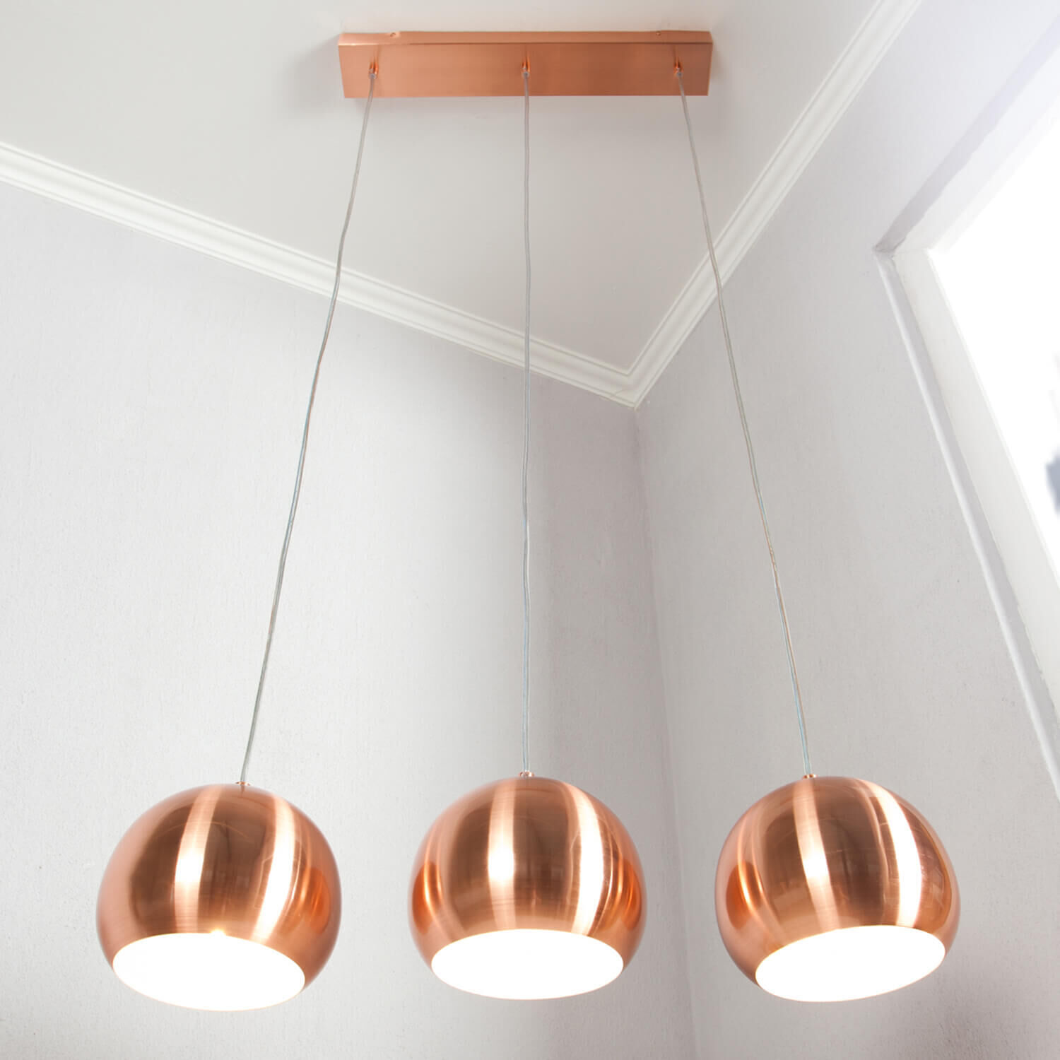 Suspension brillante Retro longue E27 aspect cuivre