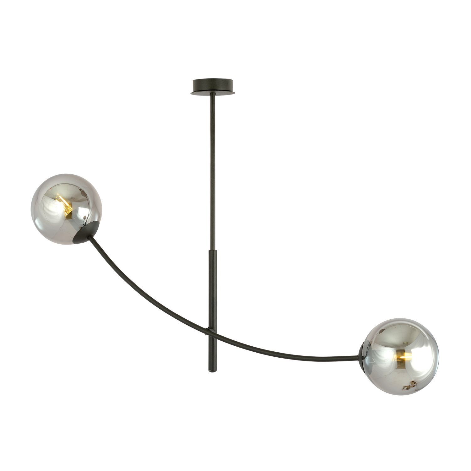 Lampe de plafond verre fumé métal L : 83 cm orientable E14 2 flammes