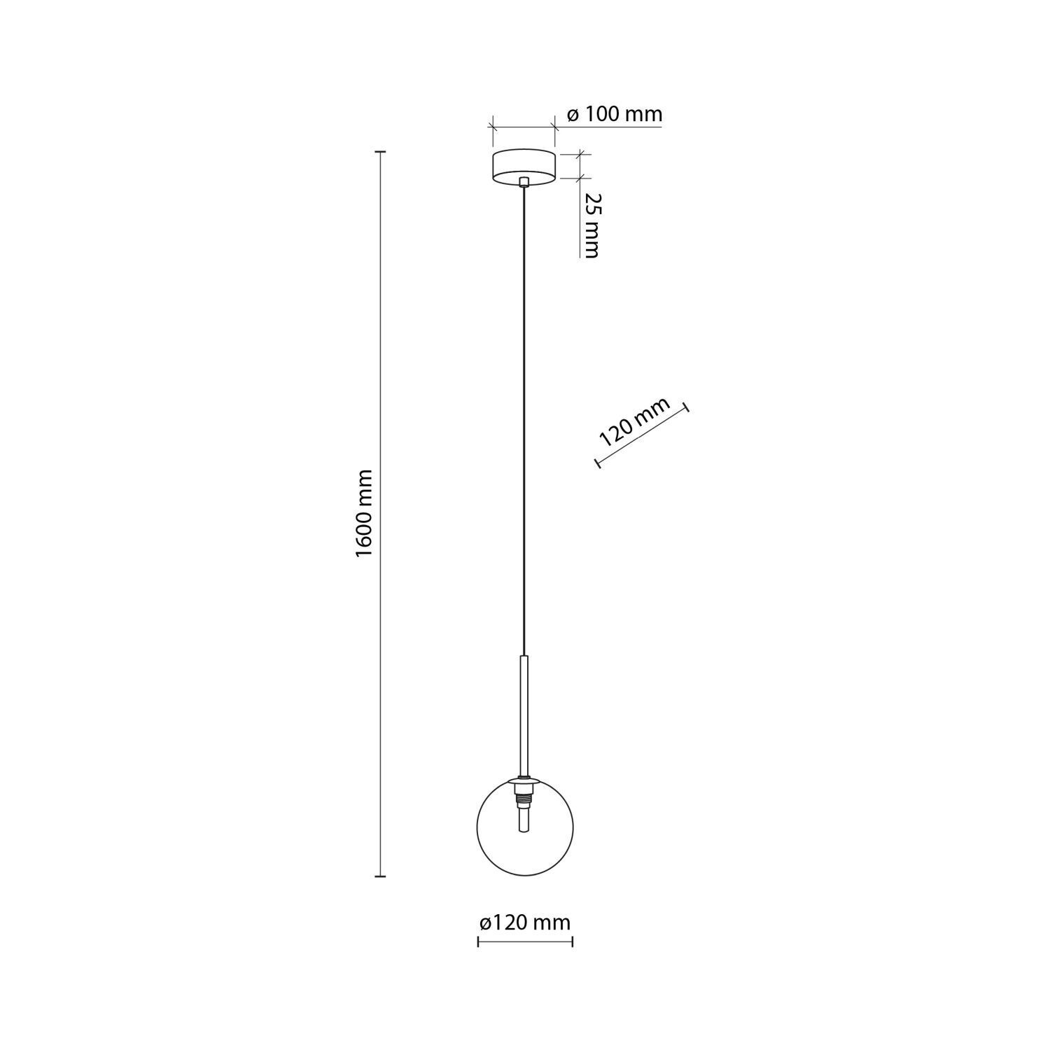 Suspension verre sphère Ø 12 cm étroit réglable en hauteur