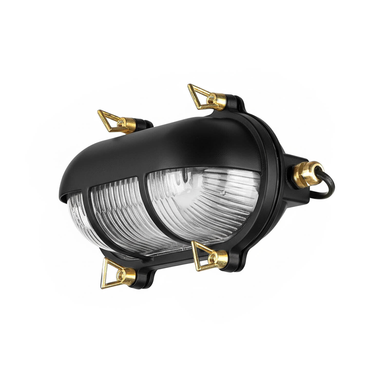 Wandlampe außen Messing Glas 21 cm breit IP64 Schwarz Scheinwerfer, Transport, Fahrzeug