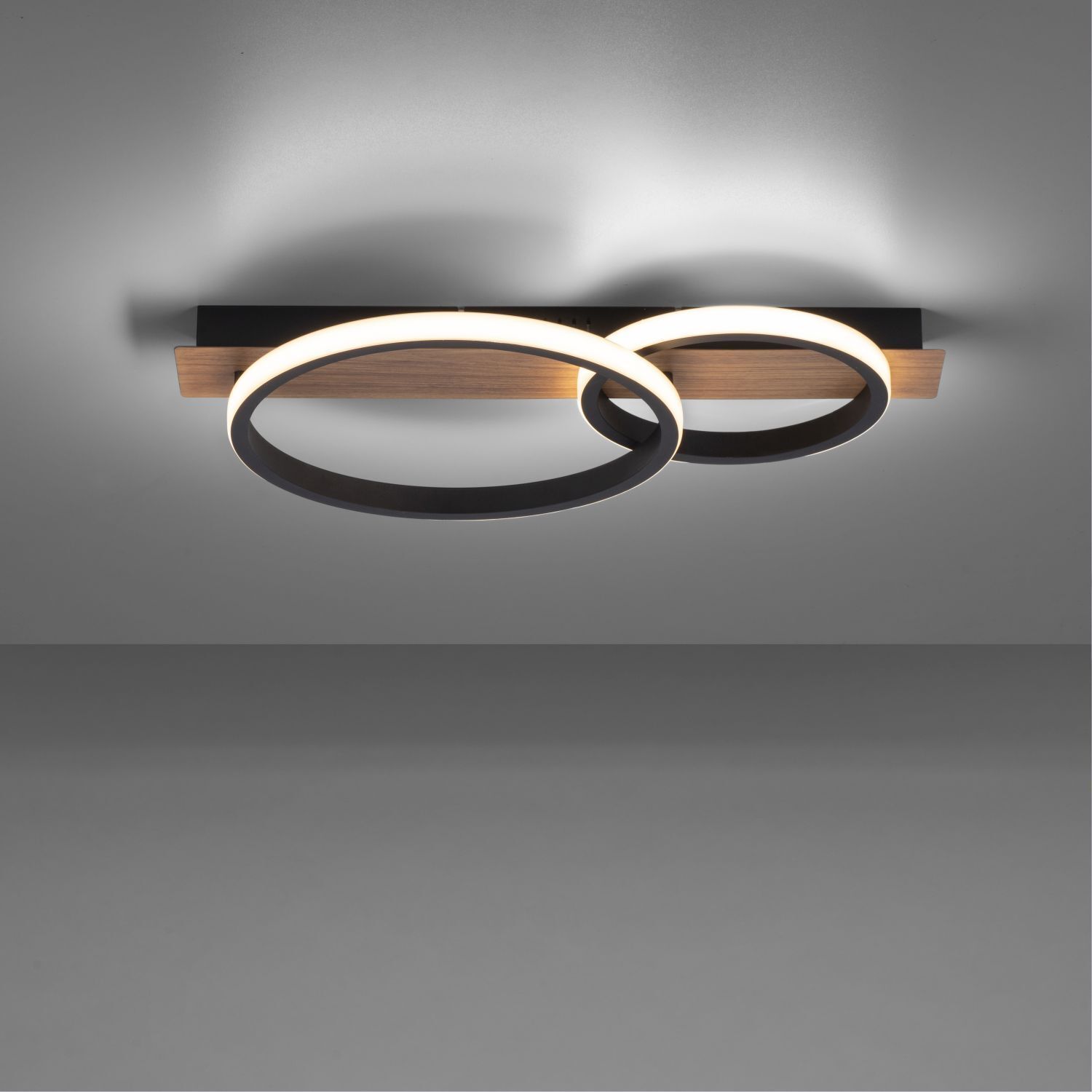 Lampe de plafonnier LED Bois Métal Naturel Noir 53 cm 3200 lm