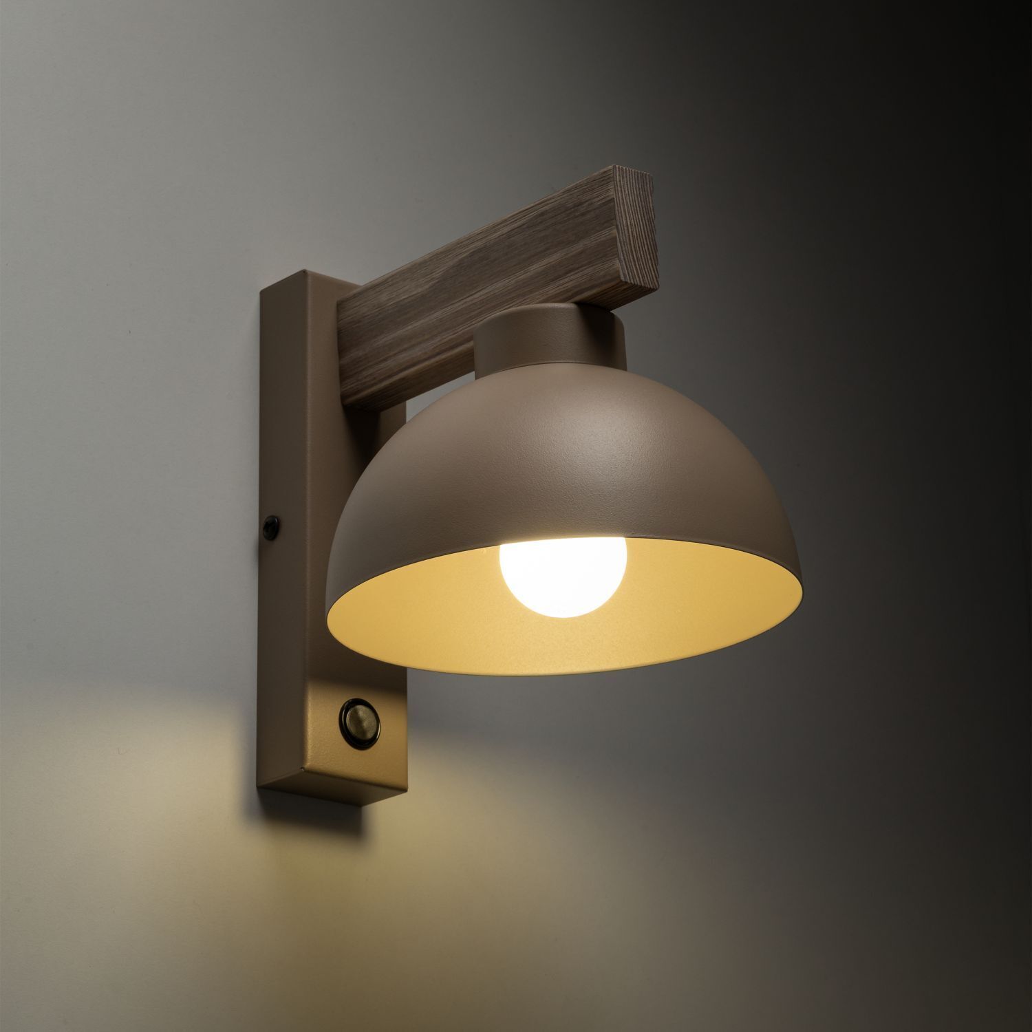 Wandleuchte, Wandlampe, Metall, Beige, Gedeckte Farbe