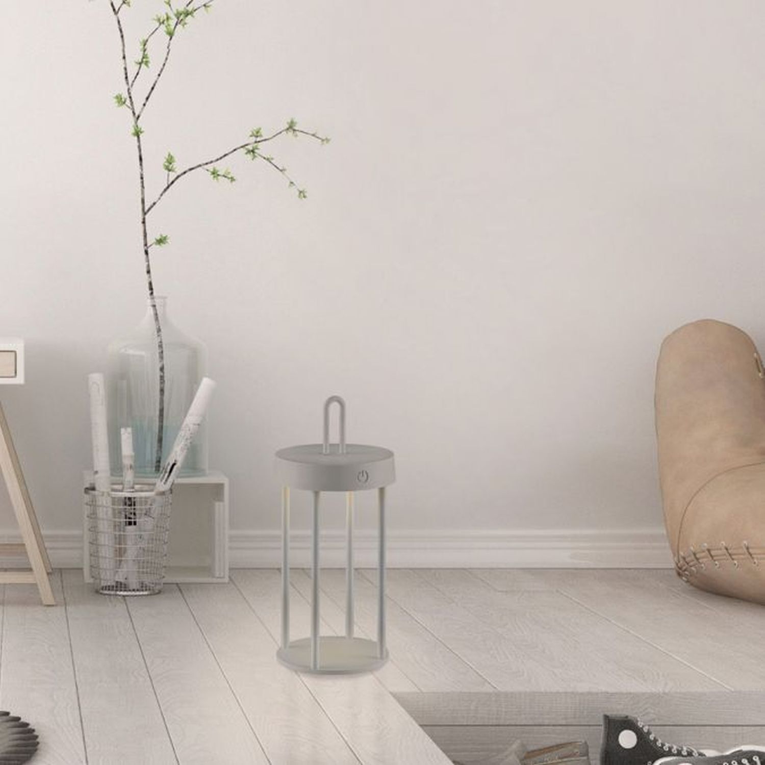 LED Akku Tischleuchte Aluminium dimmbar IP44 2 W Greige LED Akku Tischleuchte Aluminium dimmbar IP44 2 W Greige