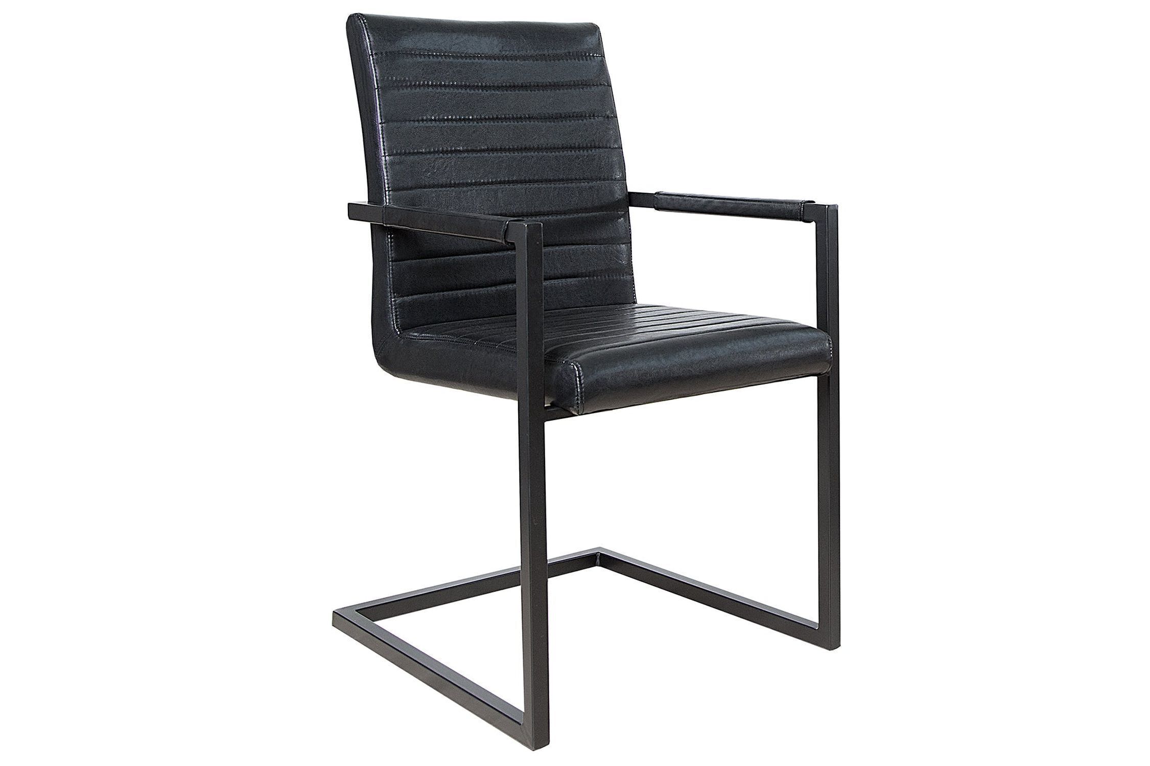 Chaise à bascule noir similicuir acier inoxydable avec accoudoirs