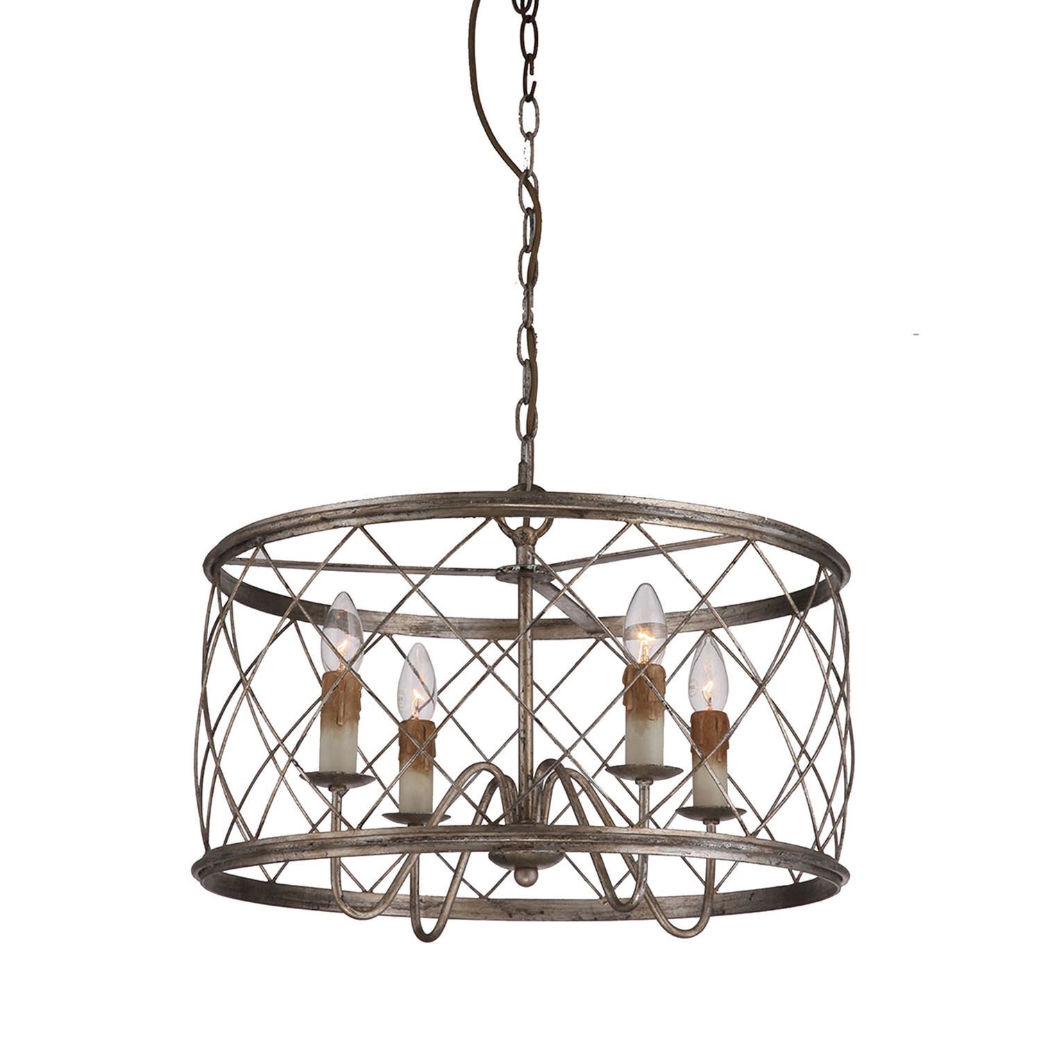Lampe à suspendre en métal argenté antique Ø53cm Industrial