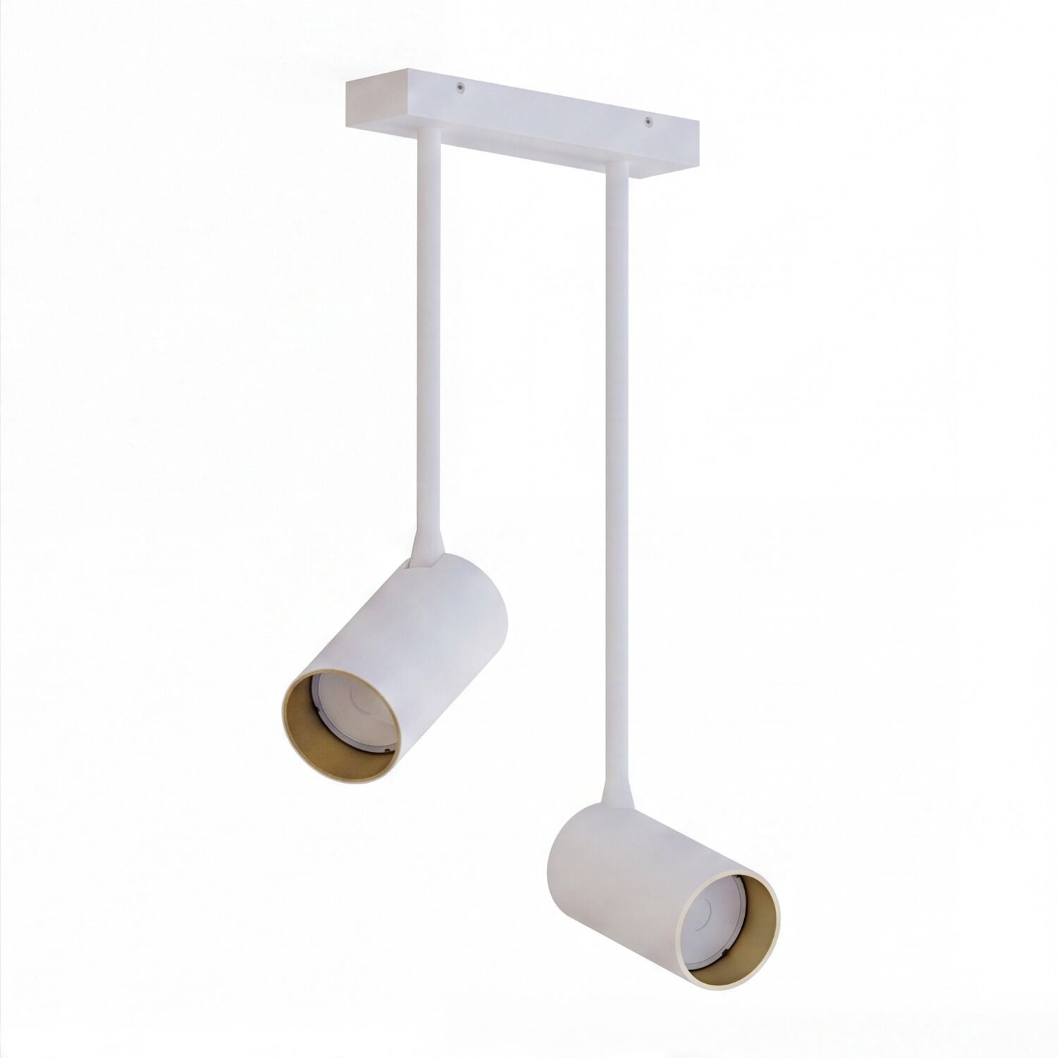 Moderner Deckenspot Weiß Gold H:41cm verstellbar 2x