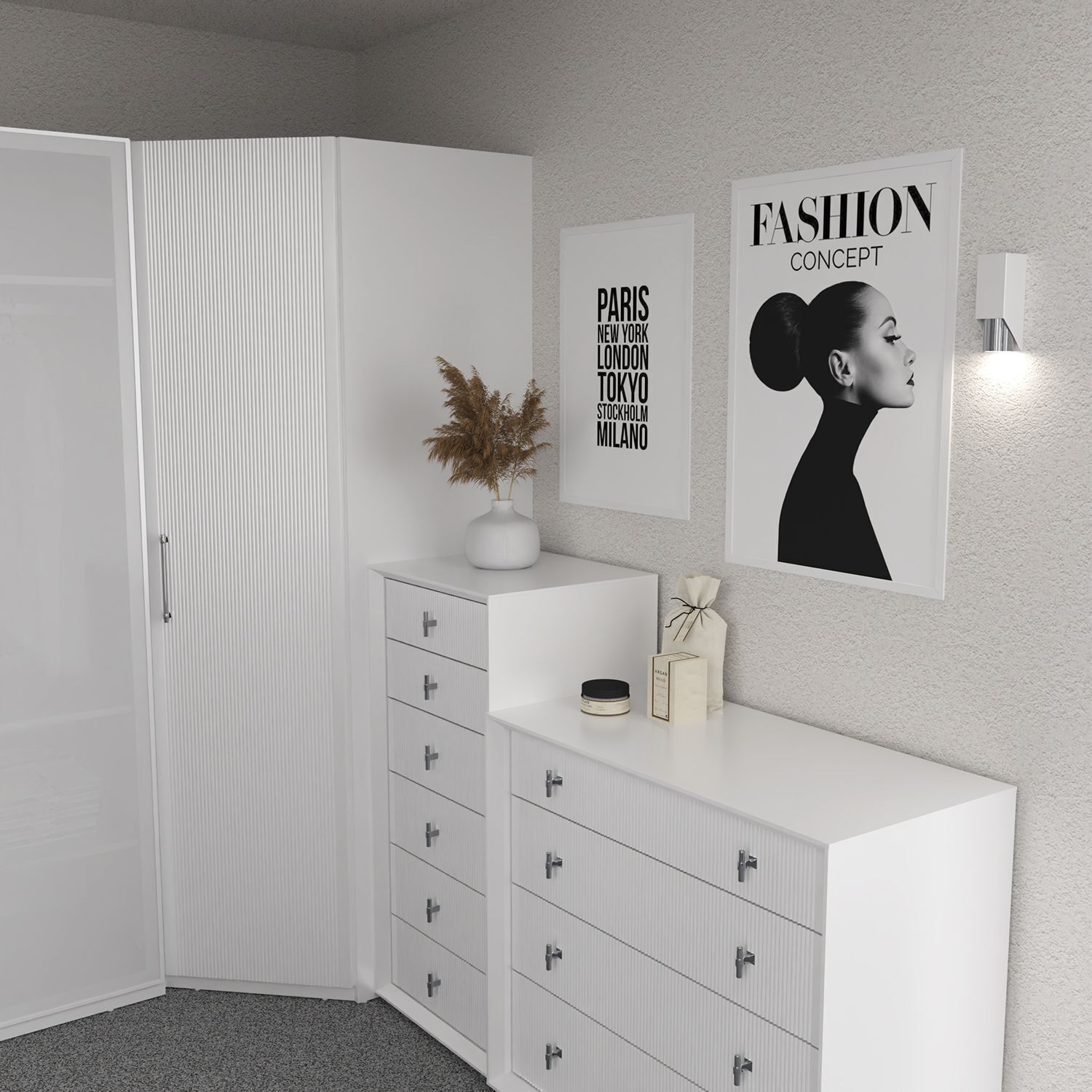 Wandleuchte Metall Weiß Chrom GU10 stilvoll akzentuiert Moebel, Erwachsener, Weiblich, Person, Frau