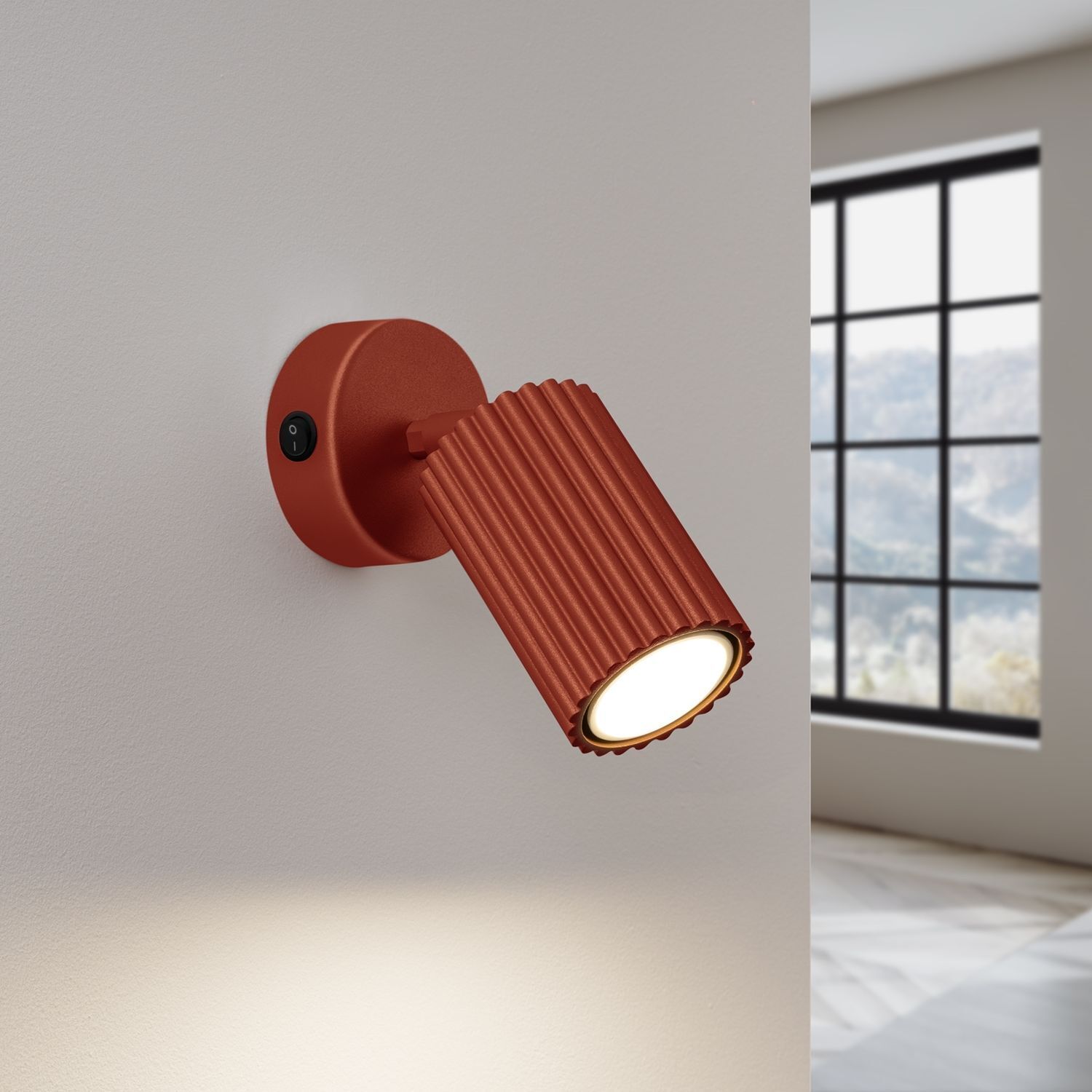 Applique murale petite L : 8 cm rouge orientable en aluminium GU10