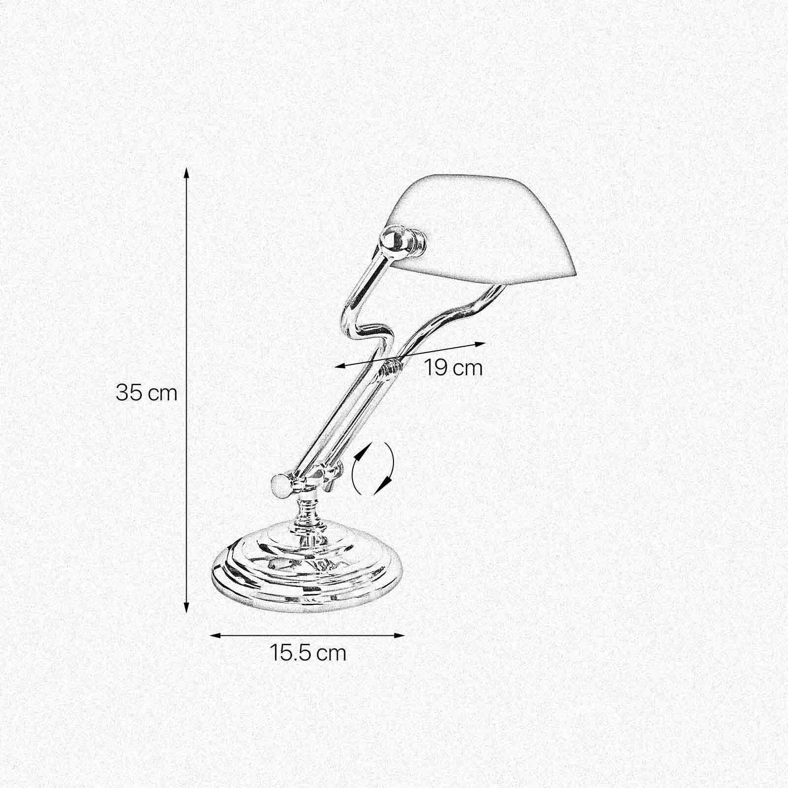 Bankerlampe Grün H: 35 cm verstellbar Echt-Messing Glas E14