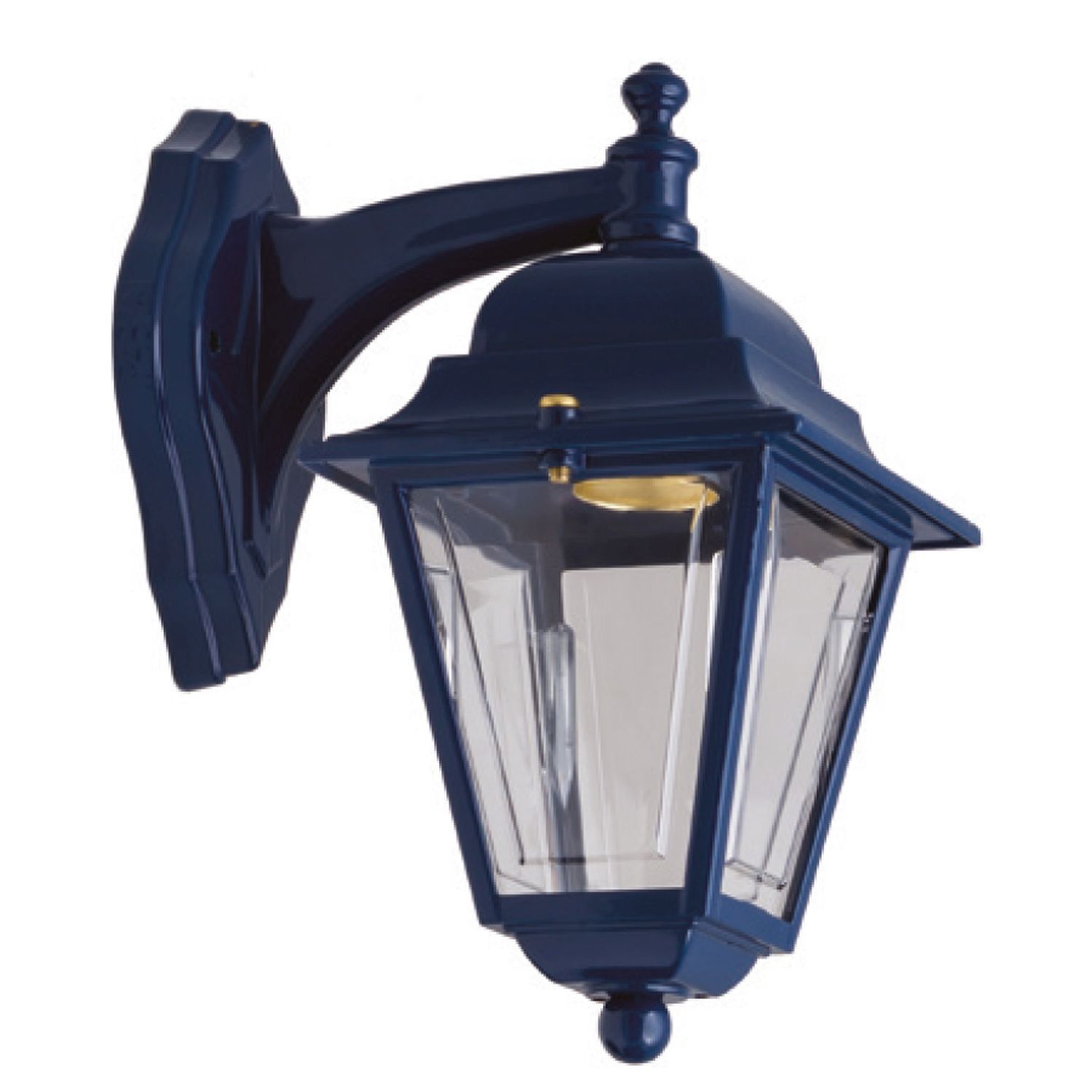 Wandlampe außen Messing E27 IP43 H: 26 cm Blau Rustikal