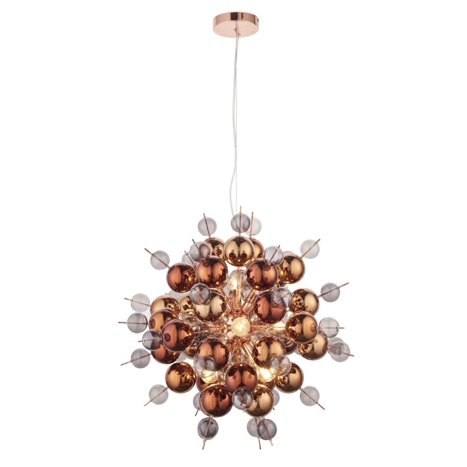 Lampe à suspendre verre métal L : 63 cm en cuivre Moderne 9x E14