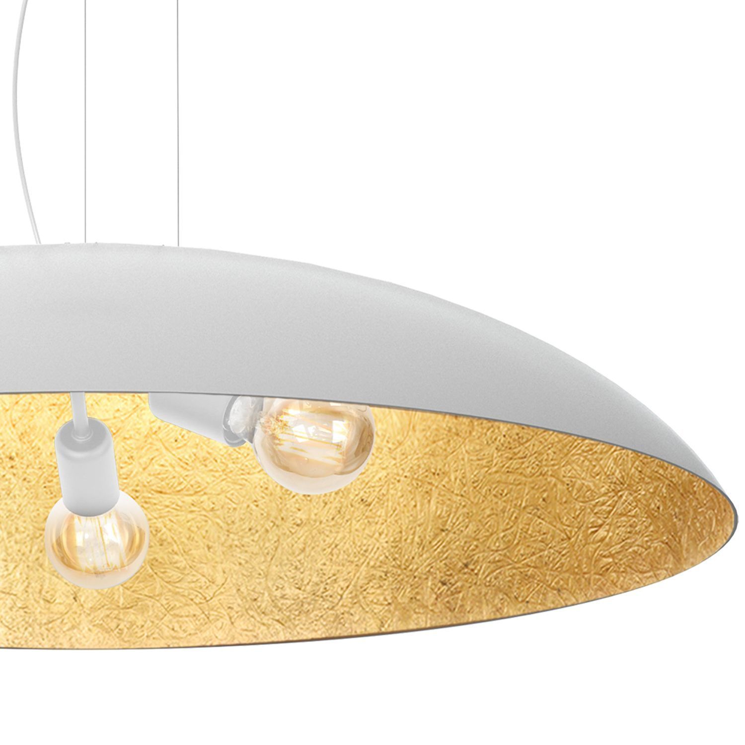 Große Hängelampe Stoff E27 Weiß Gold Ø100 cm rund Deckenleuchte, Leuchte, Lampe