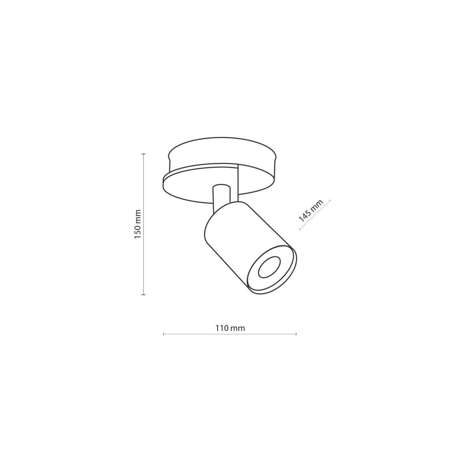Spot métal bois orientable noir naturel GU10