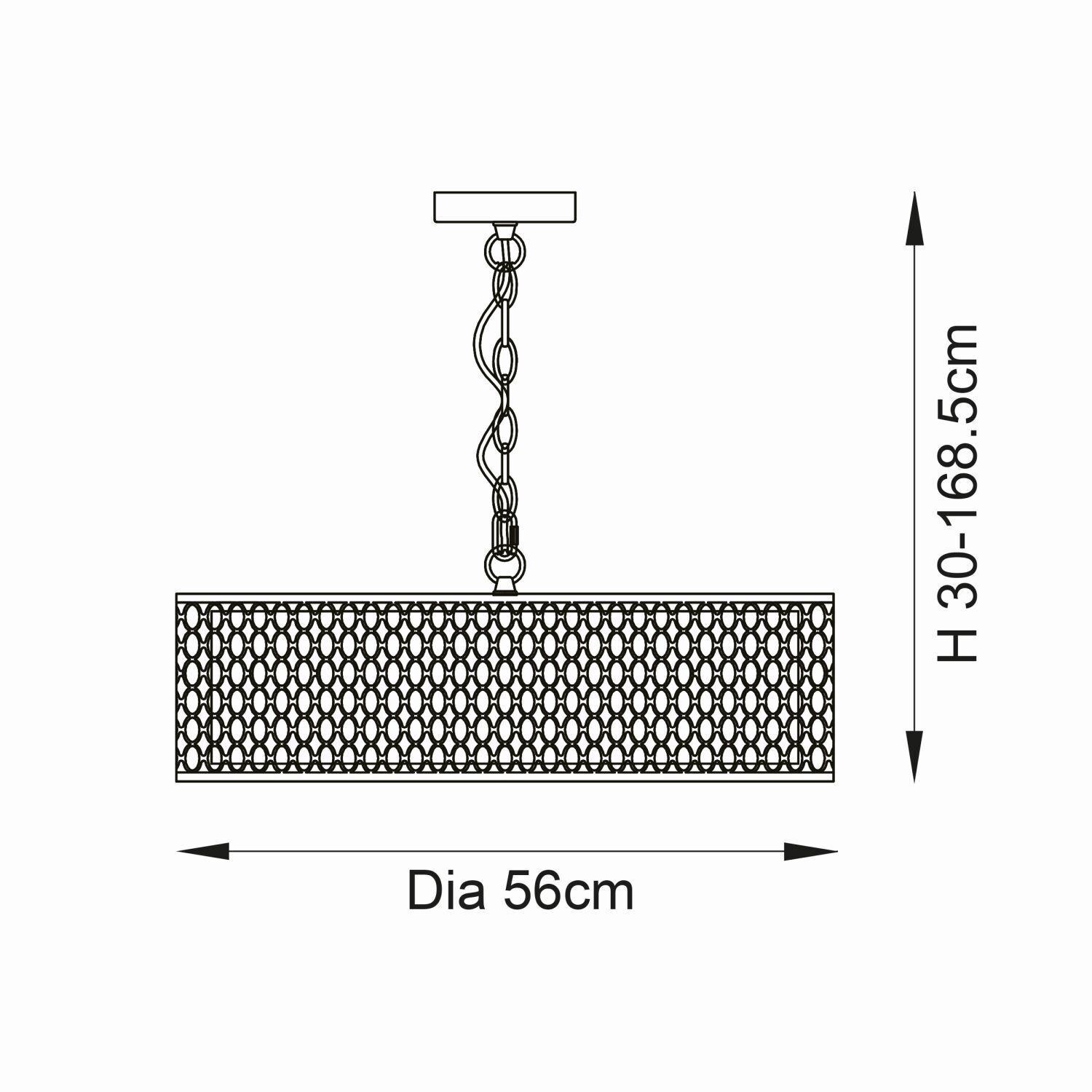 Lampe à suspendre métal verre tissu Ø 56 cm rond or blanc 3x E27