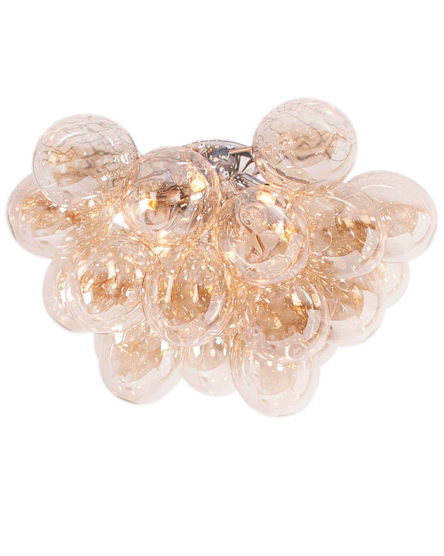 Plafonnier verre fumé métal 50 cm de large 6x G9 en ambre