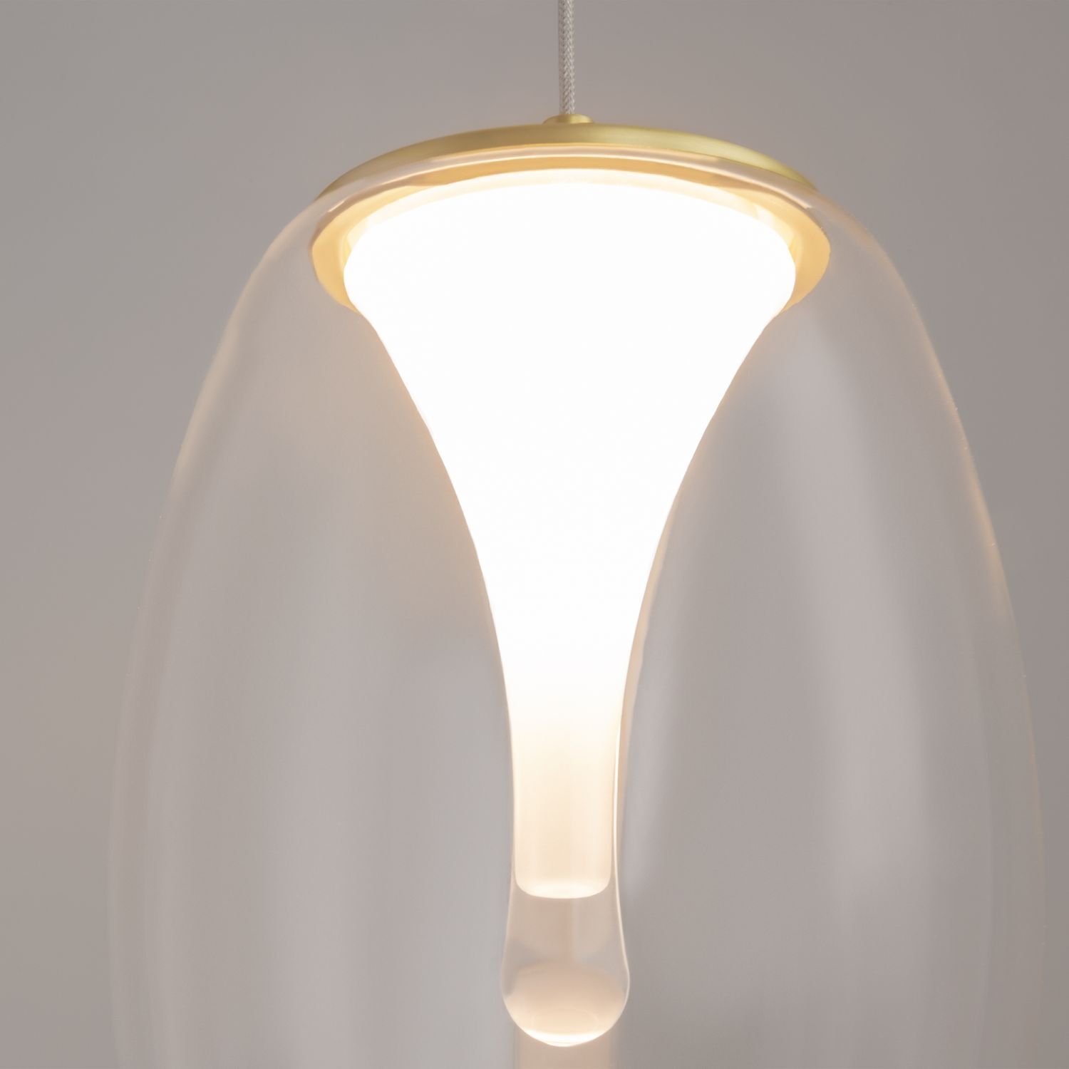 LED Hängelampe Aluminium Glas D: 20 cm rund in Gold Lampe