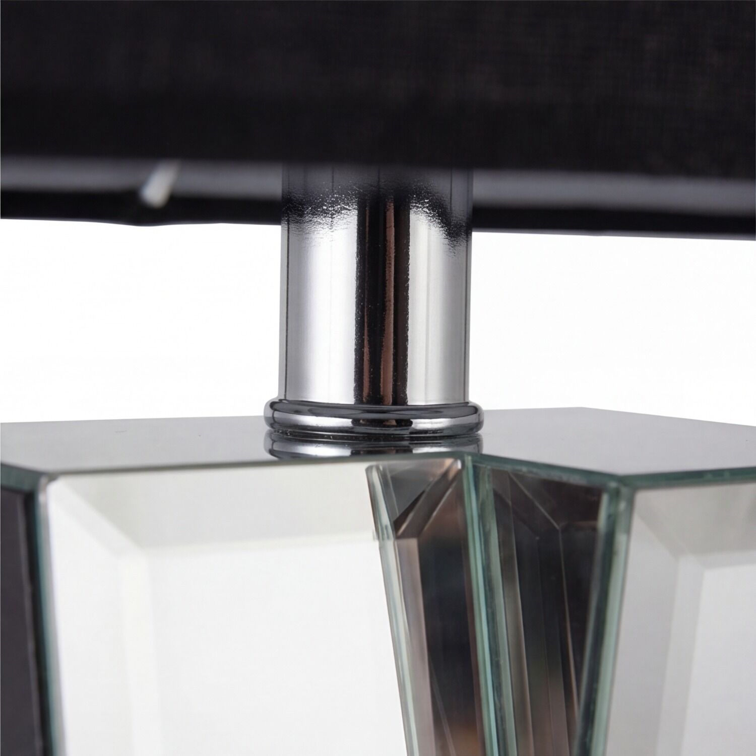 4-tischleuchte-stoff-glas-modern-schwarz lampe, chrom, spiegel, metallisch, quadratisch