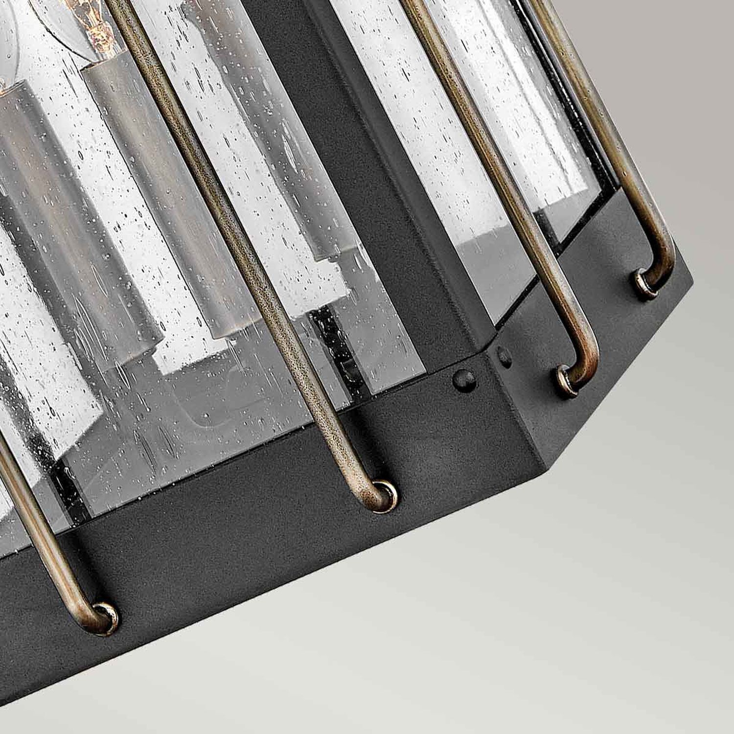 Wandlampe außen Vintage E14 IP44 H: 61 cm Alu Glas Wandleuchte, Metall, Glas, Klarglas, Rostoptik